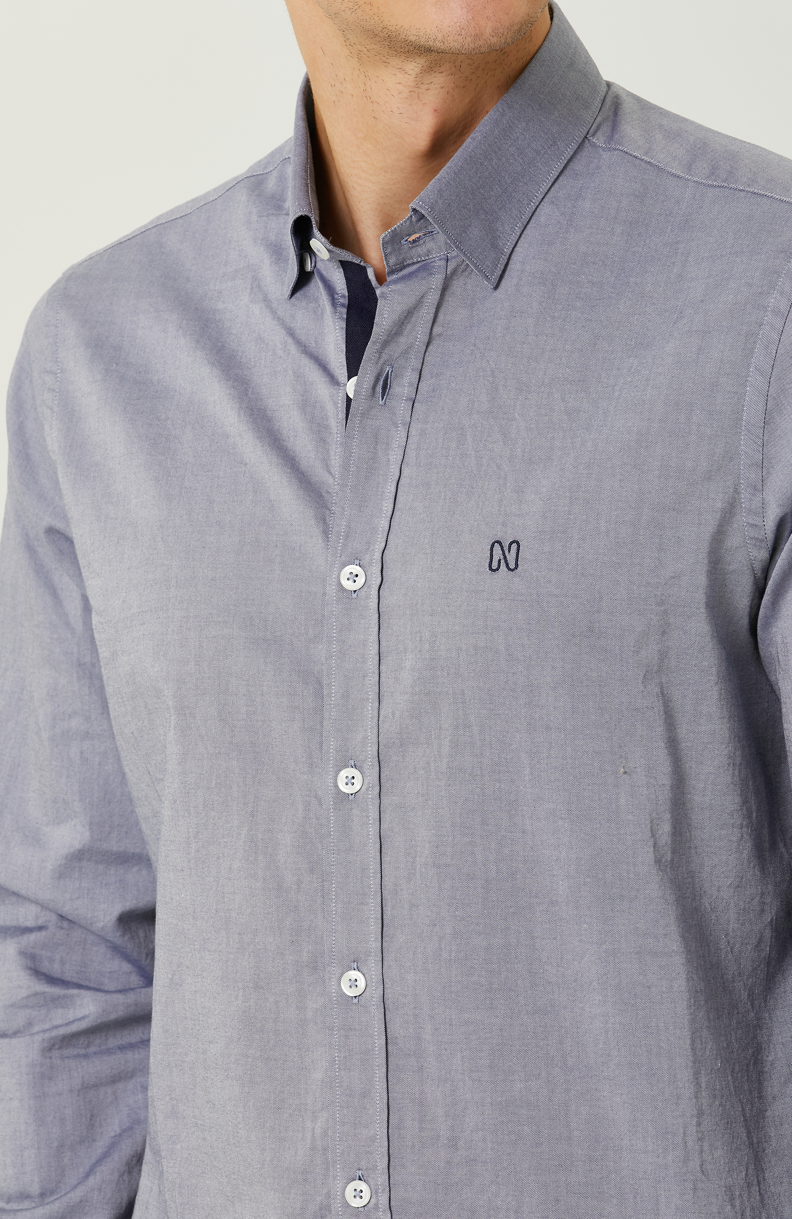 Lacivert Uzun Kollu  Gömlek