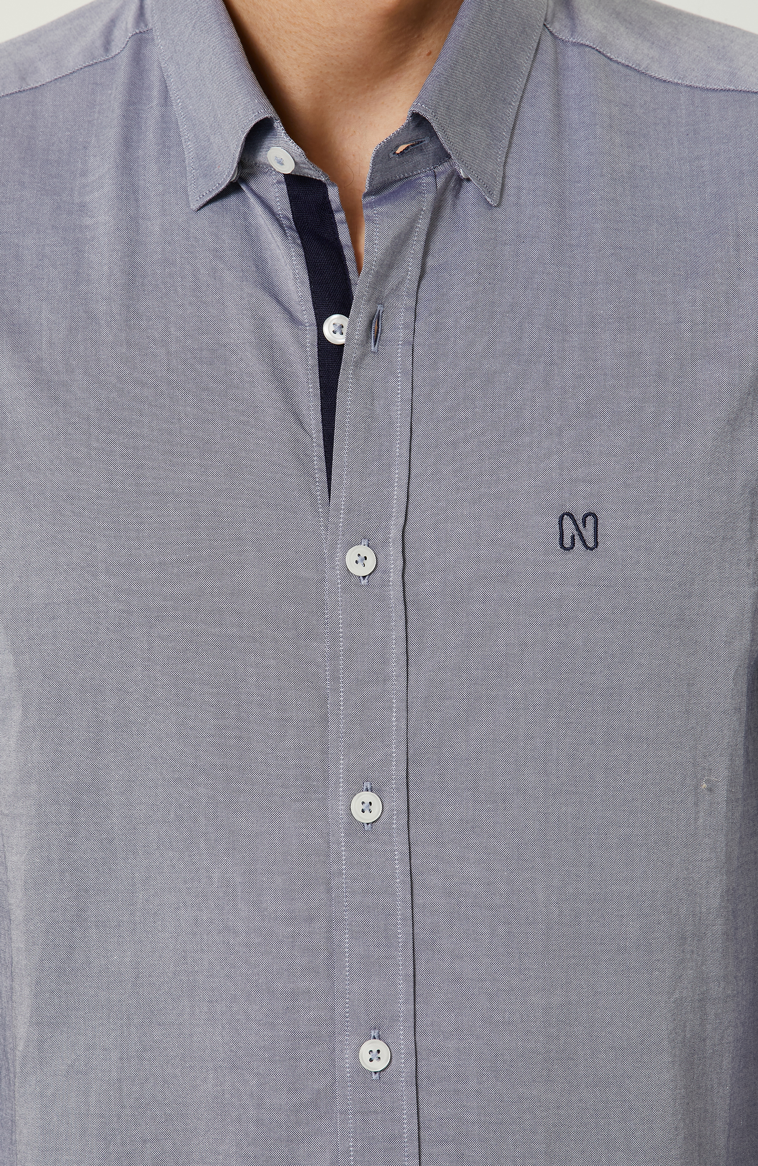 Lacivert Uzun Kollu  Gömlek