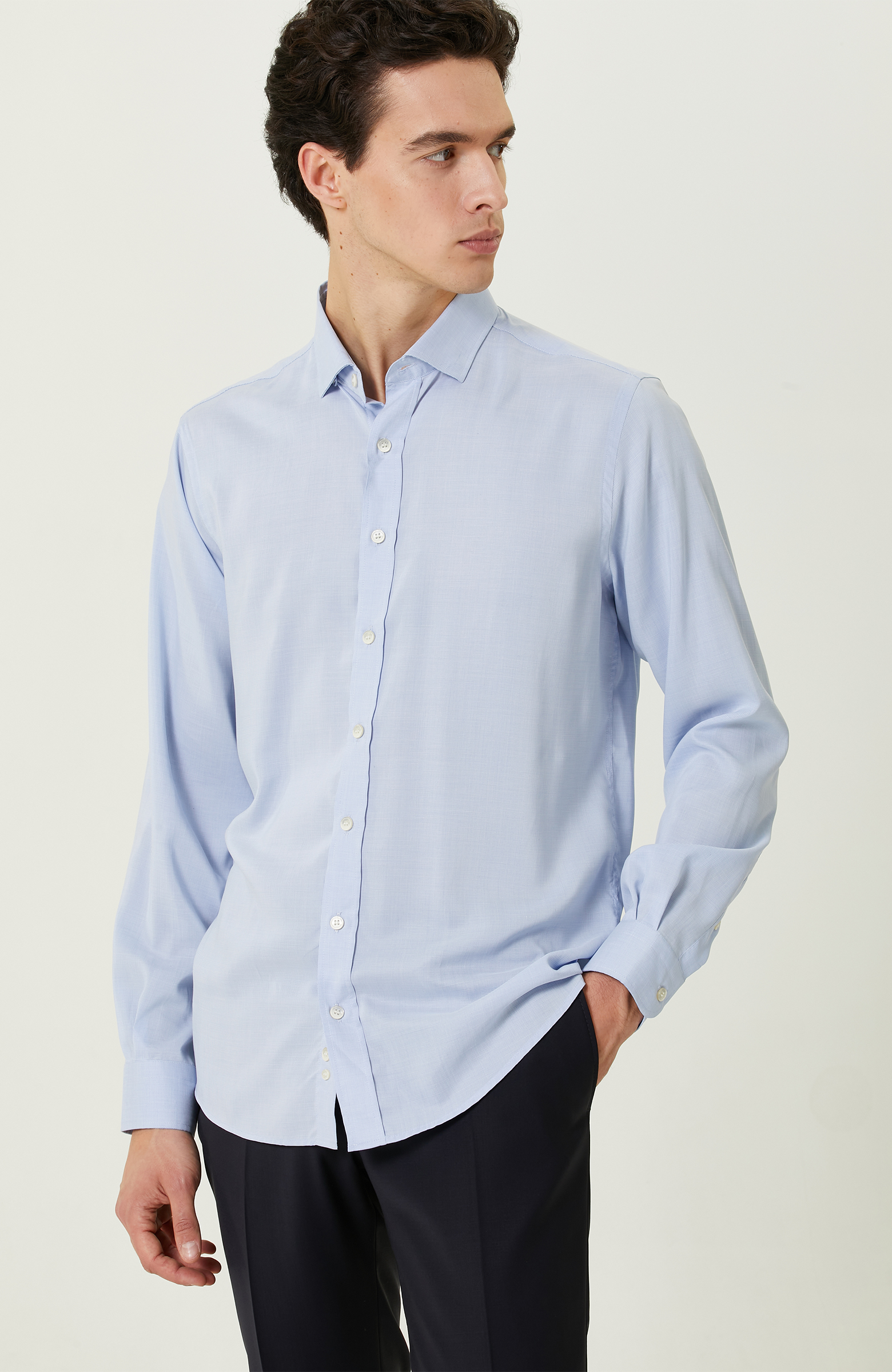 Mavi Desenli Gömlek