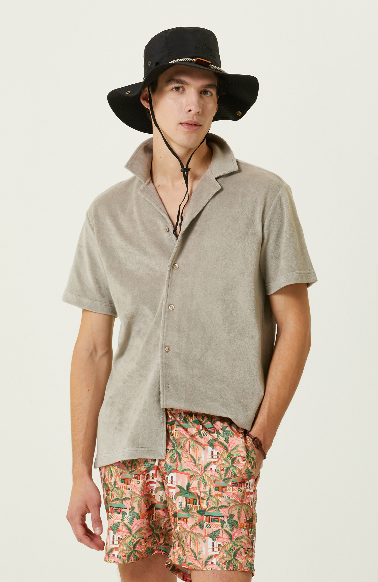 Bej Kısa Kollu Gömlek