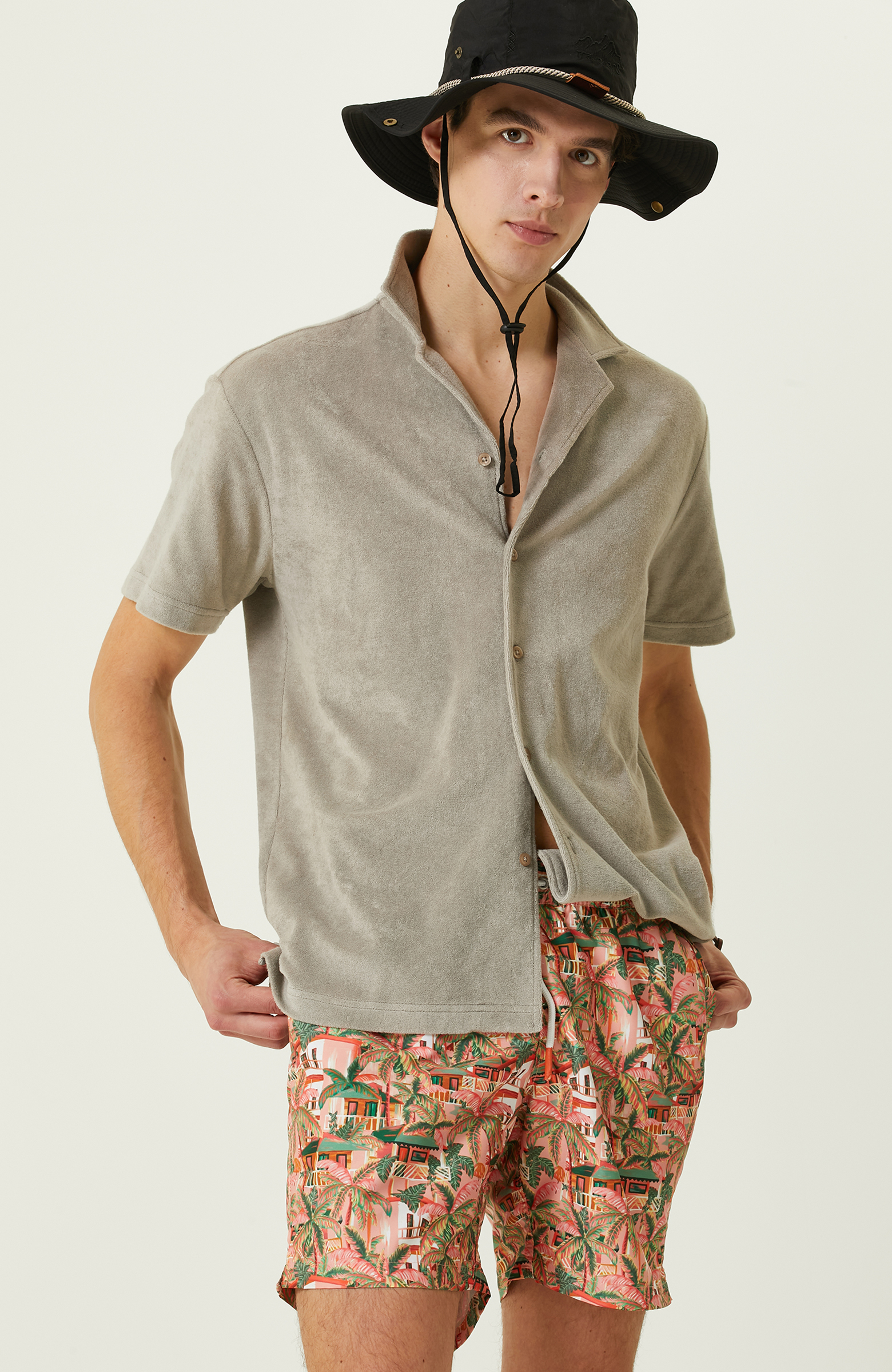 Bej Kısa Kollu Gömlek