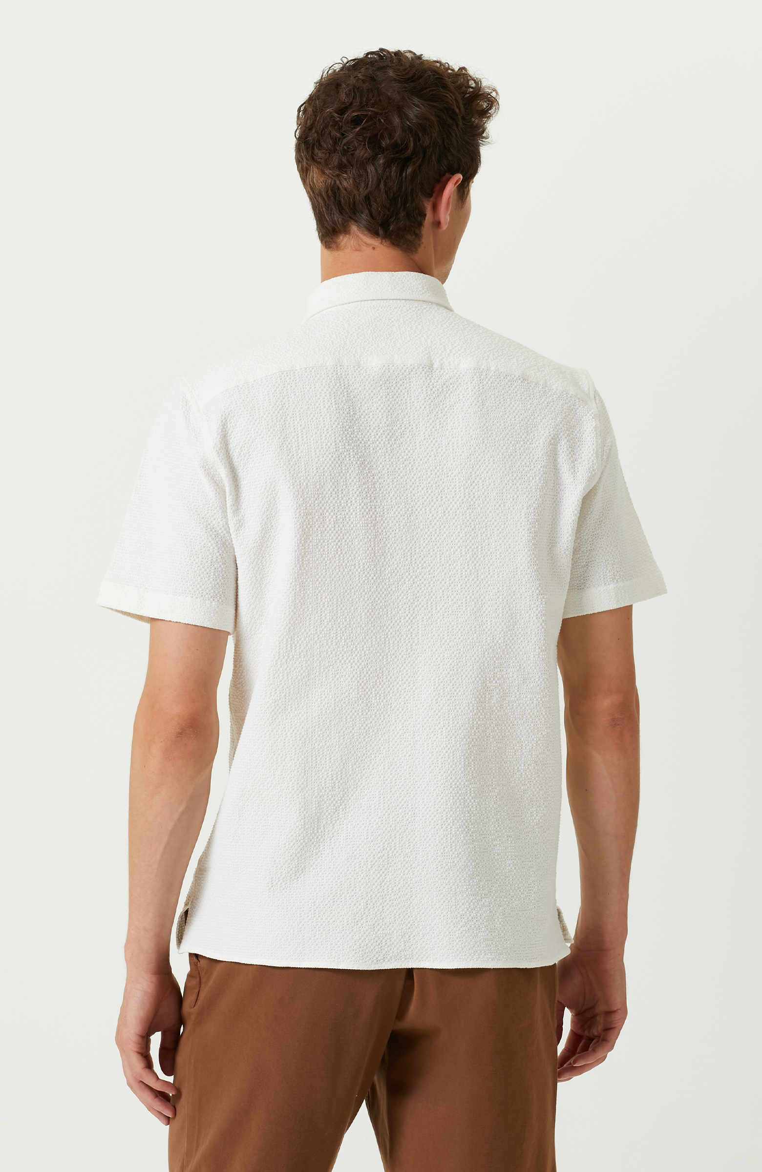 Ekru Gofreli Gömlek