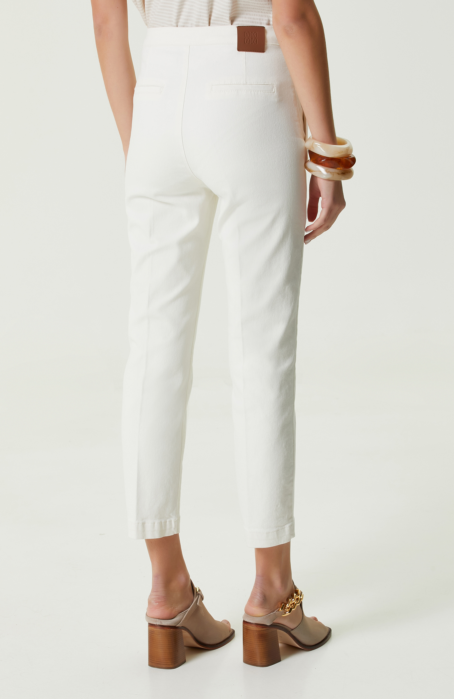 Ekru Ütü İzli Denim Pantolon