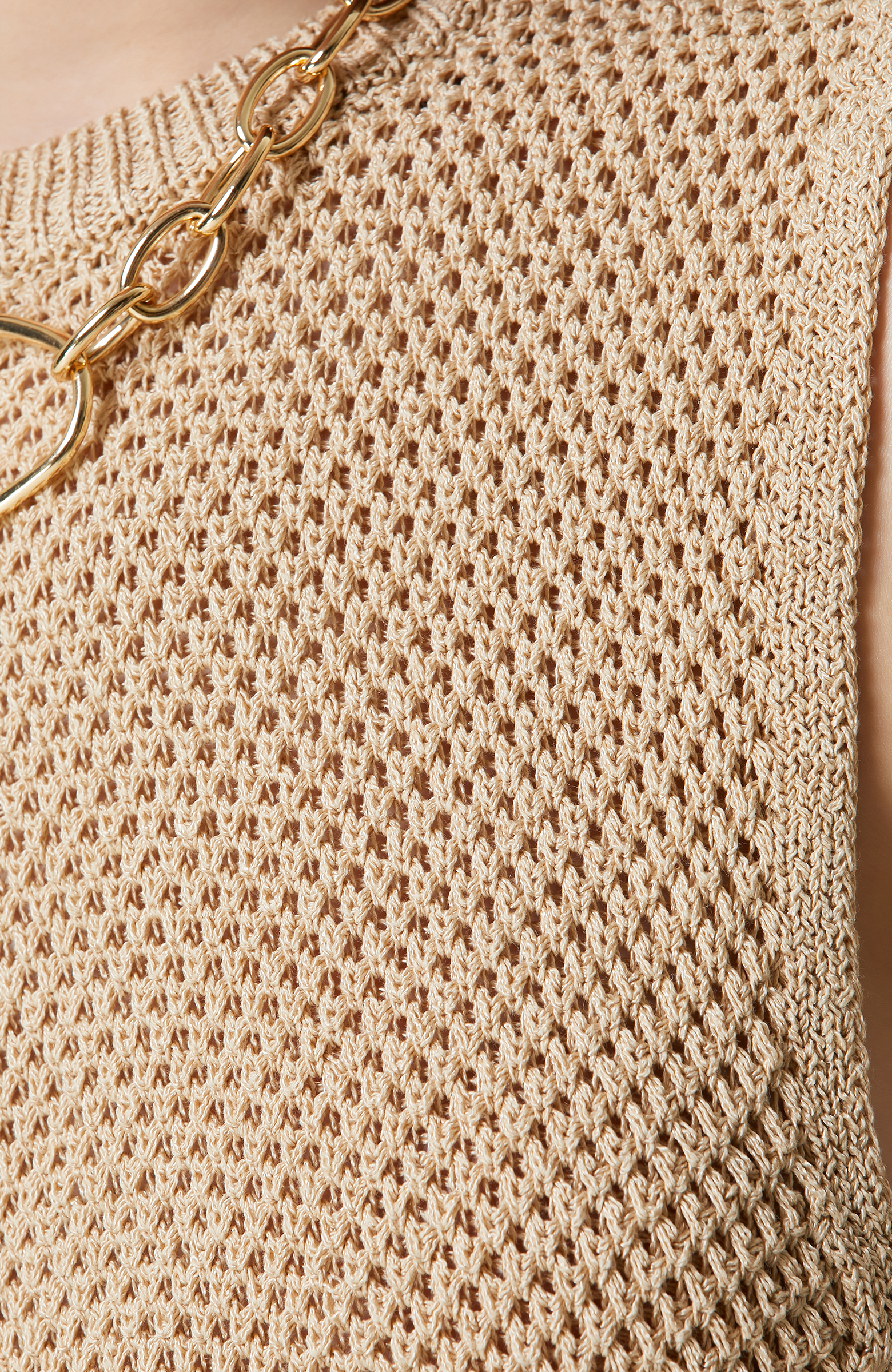 Bej Ajurlu Kolsuz Triko Kazak