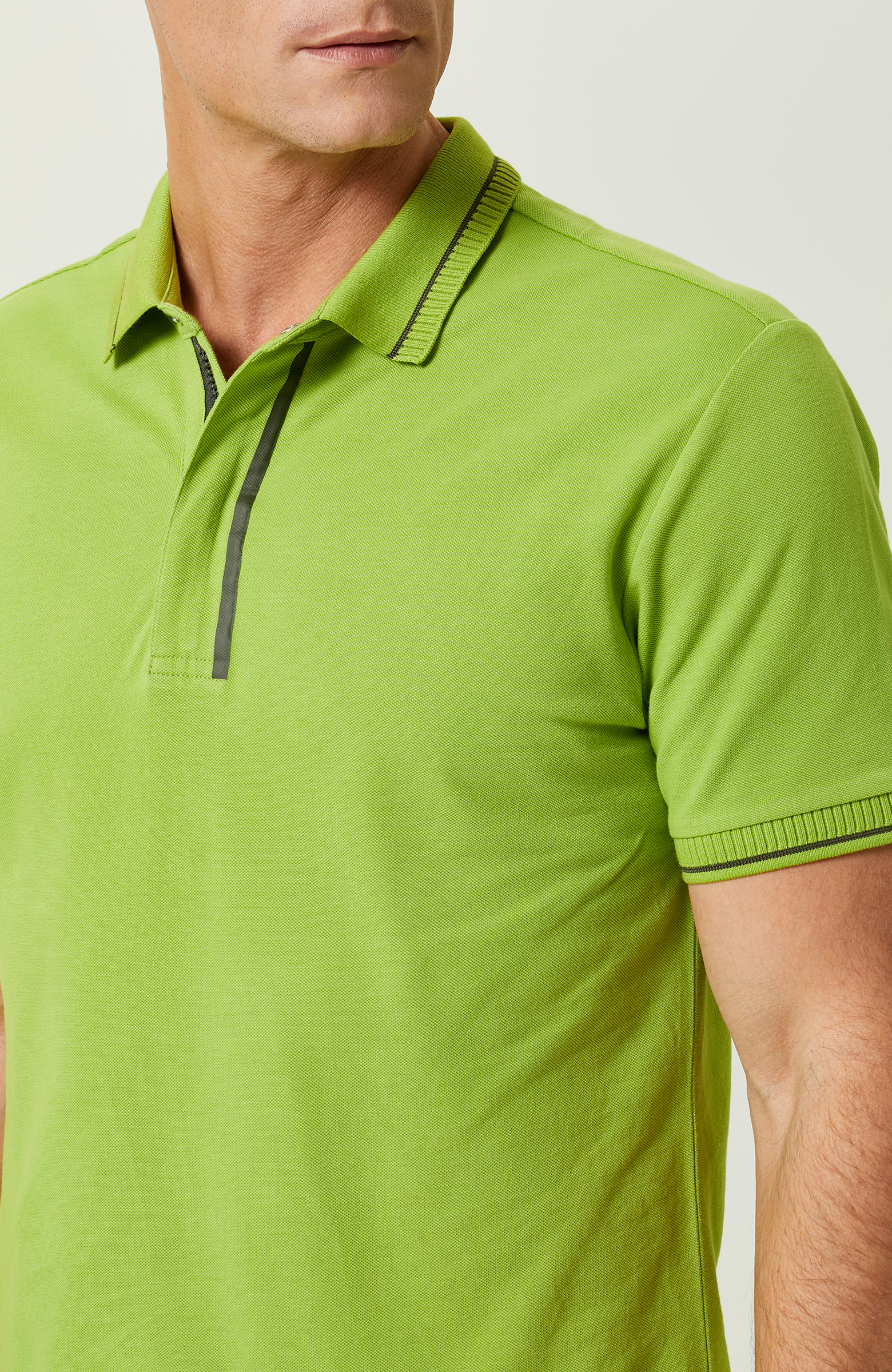 Fıstık Yeşili Fermuarlı Polo Yaka T-Shirt