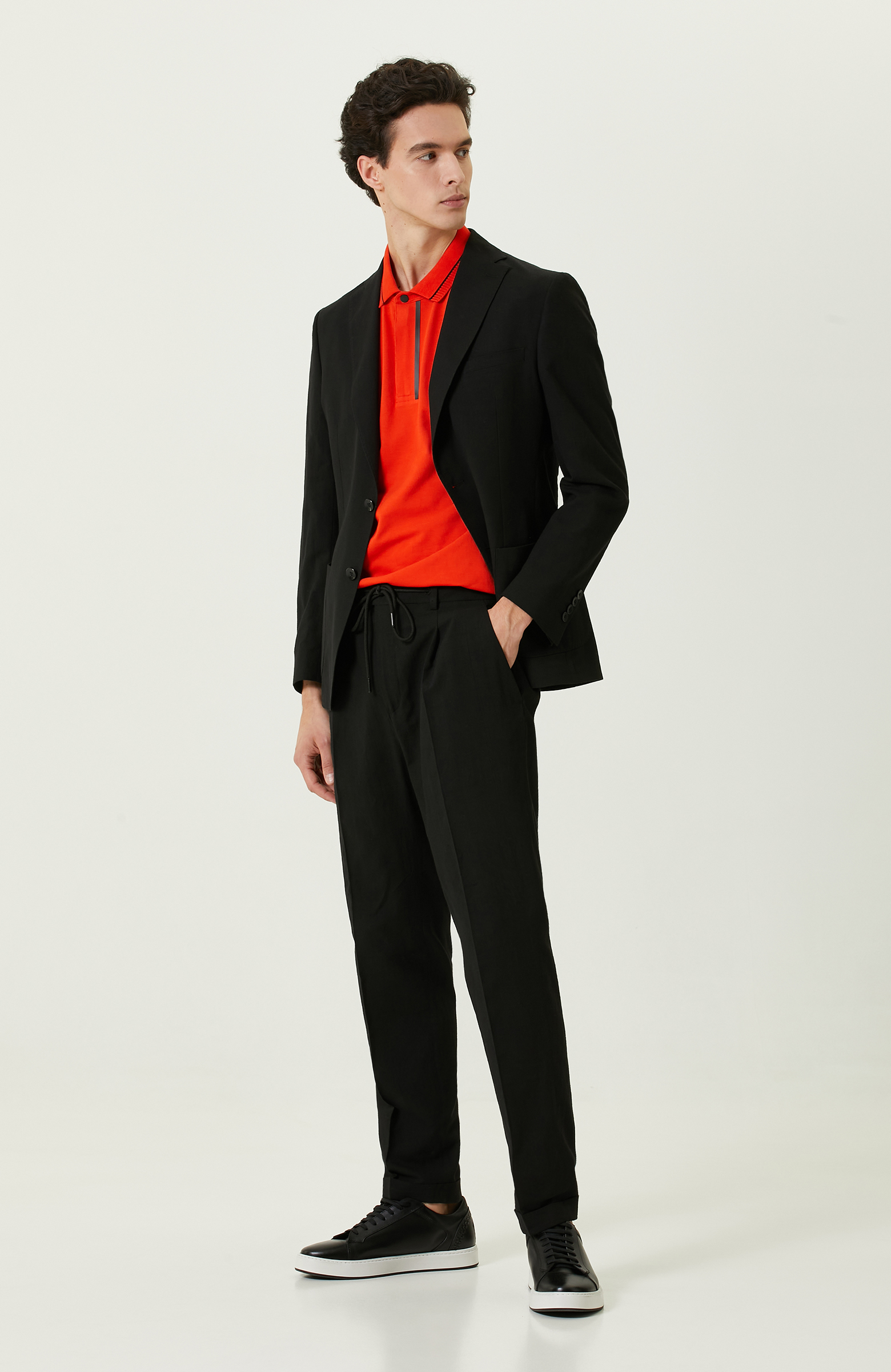 Turuncu Fermuarlı Polo Yaka T-Shirt