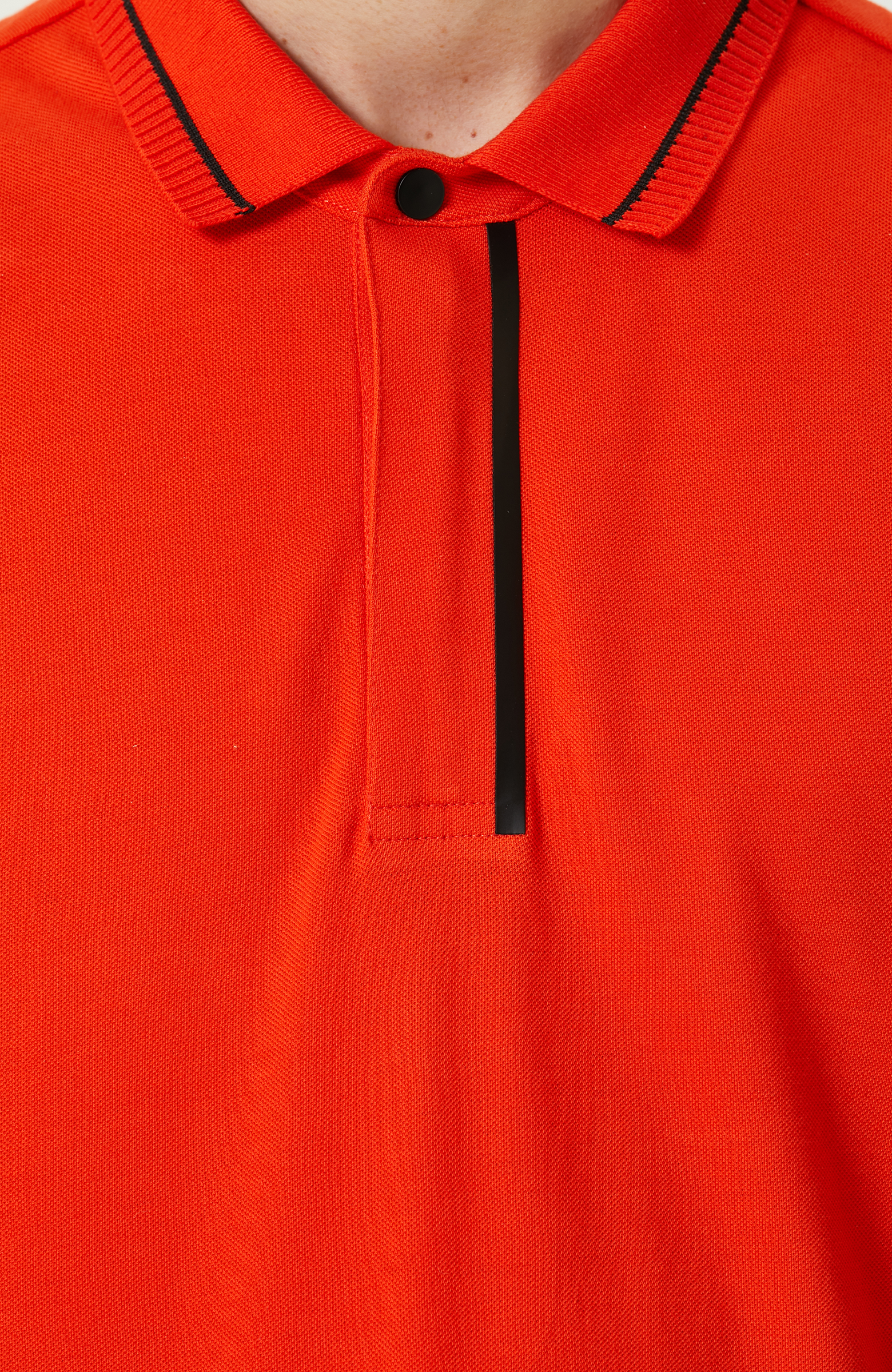 Turuncu Fermuarlı Polo Yaka T-Shirt