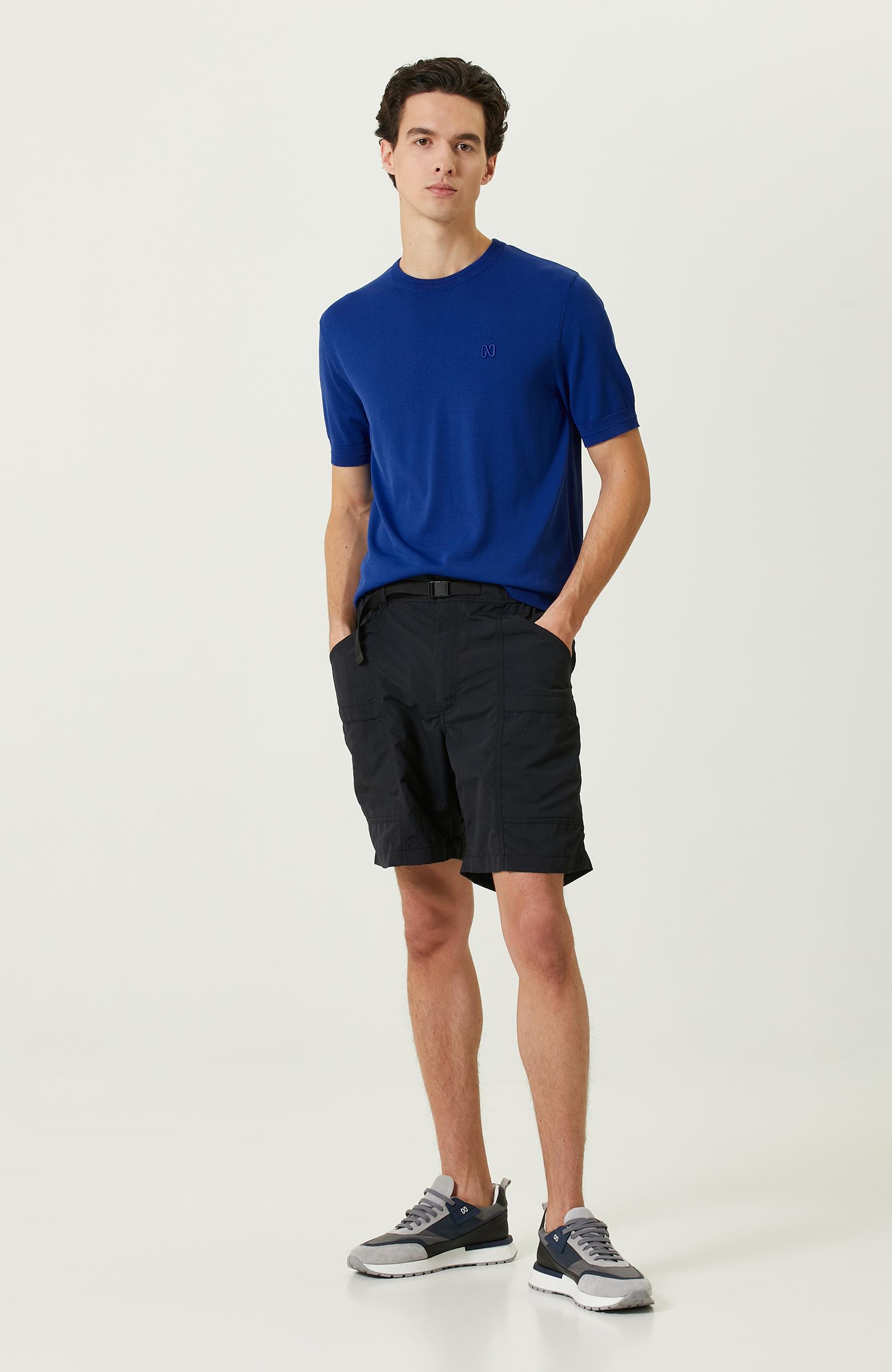 N-Tech Siyah Beli Lastikli Kargo Cep Şort