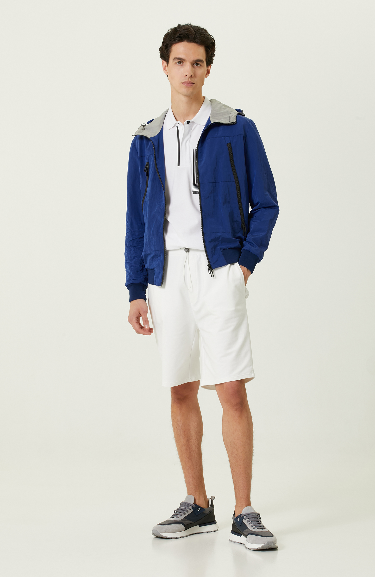 N-Tech Ekru Beli Lastikli Penye Şort