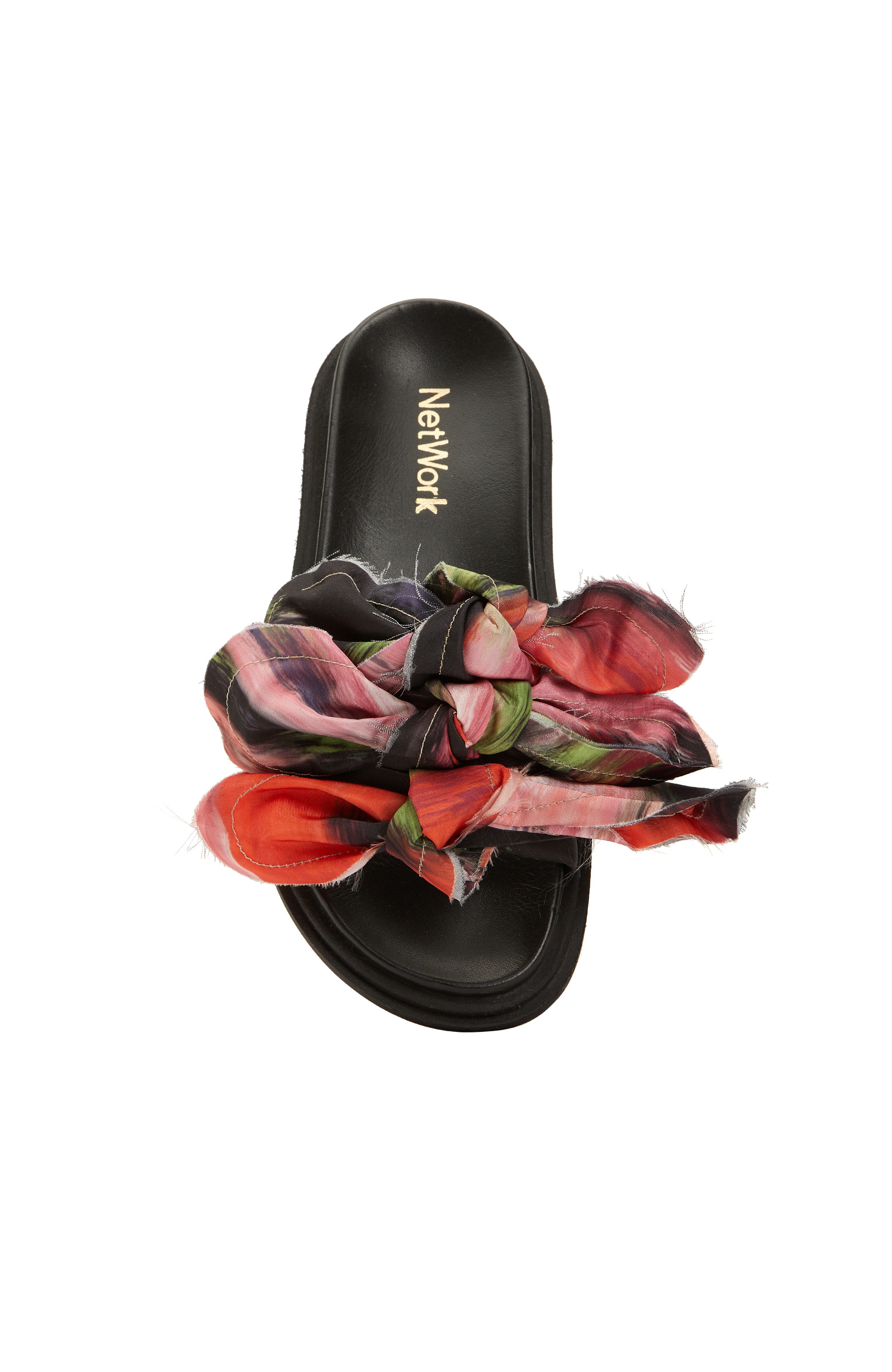 Kırmızı Siyah Kadın Deri Terlik