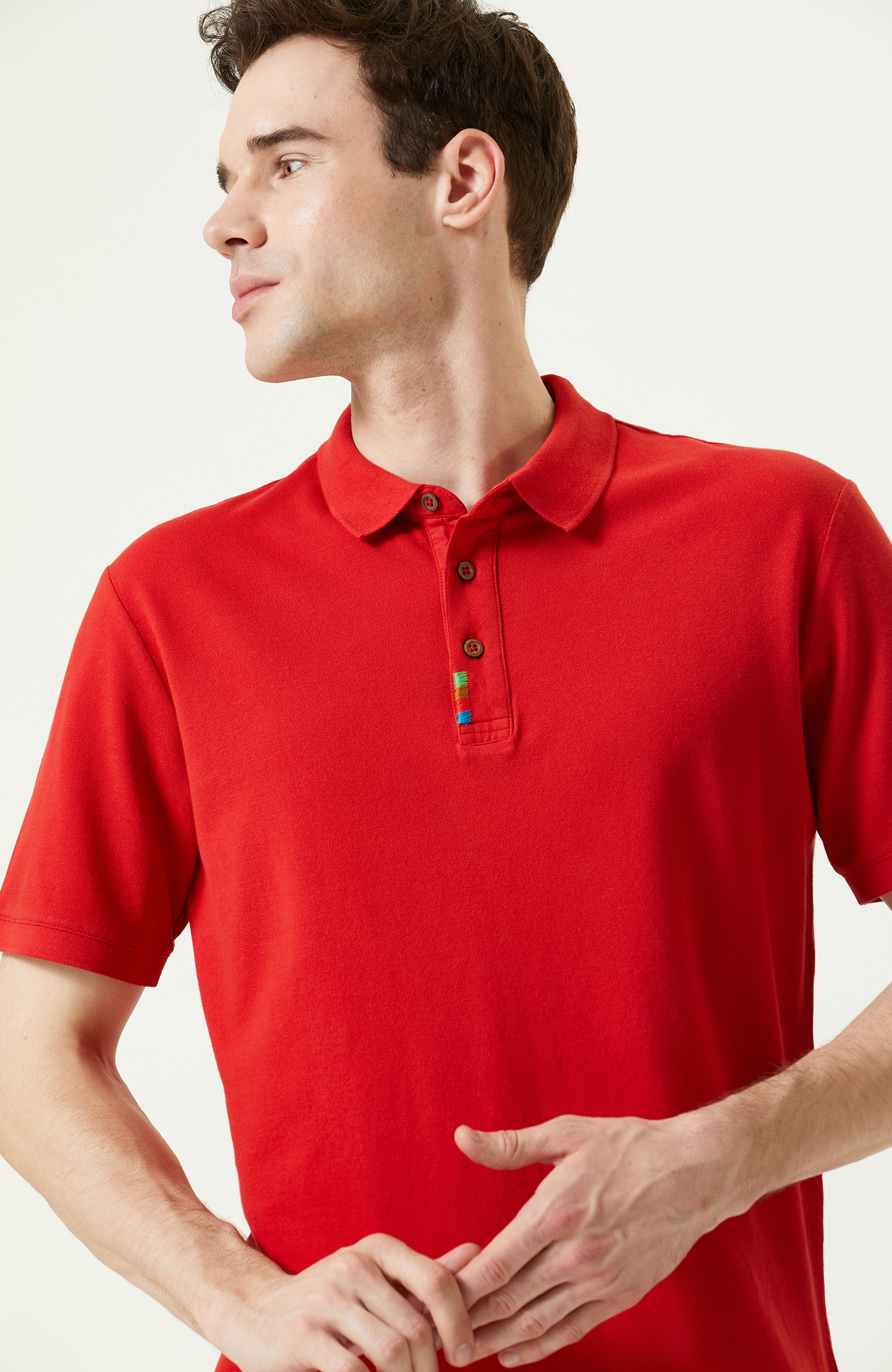 Kırmızı Polo Yaka Kısa Kollu T-Shirt