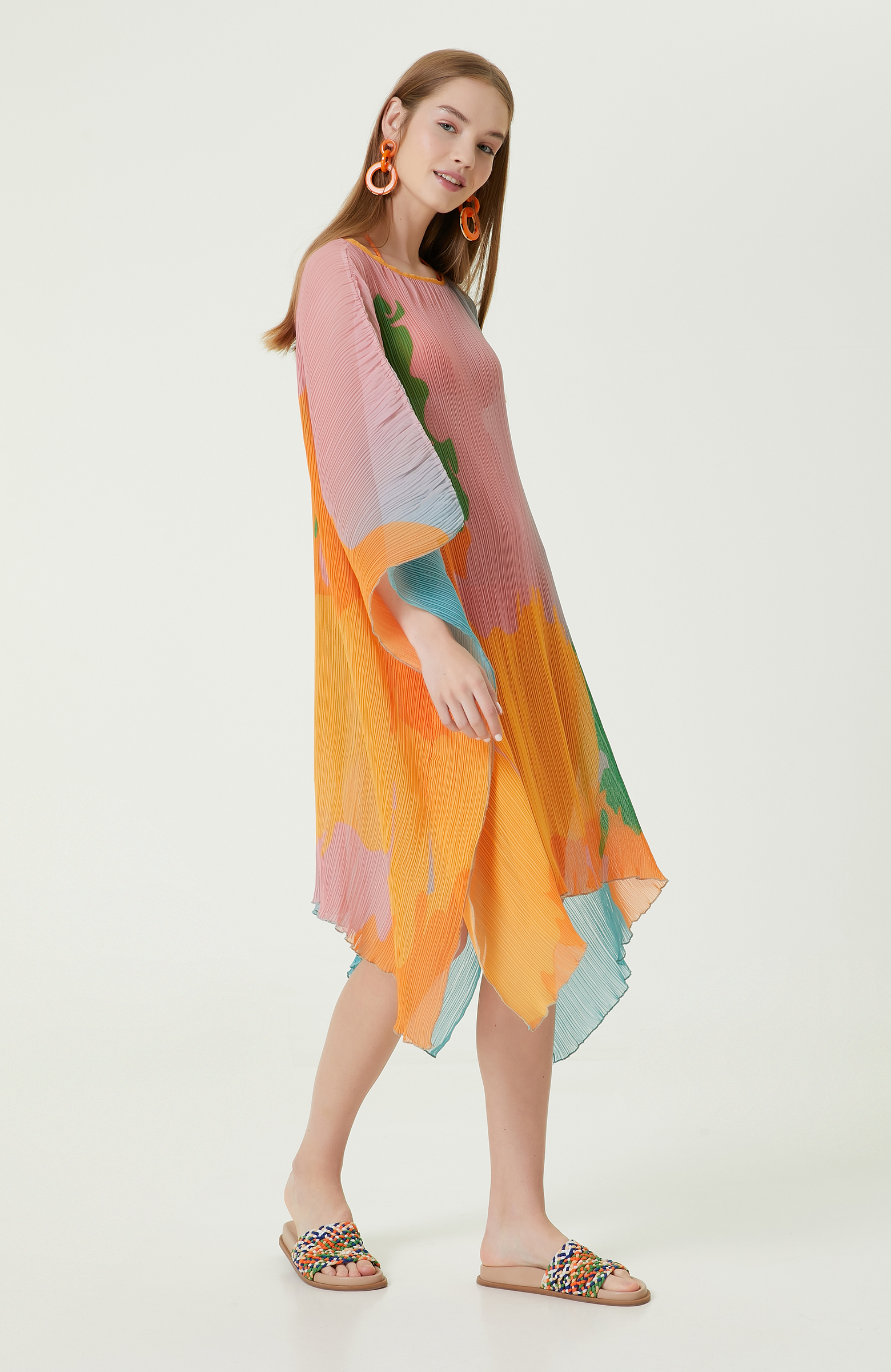 Turkuaz Yeşil Desenli Pareo