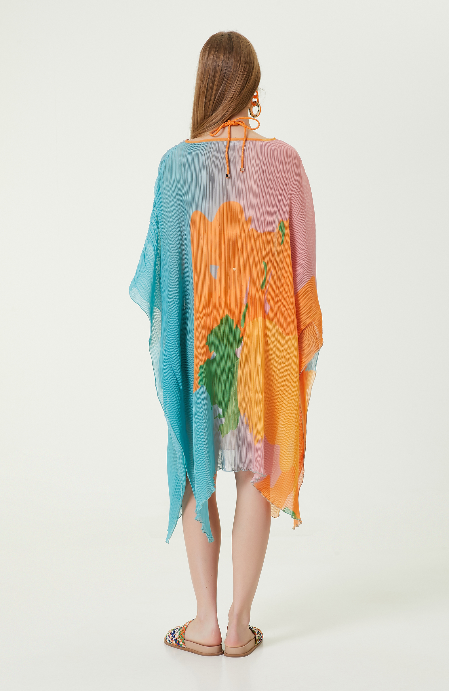 Turkuaz Yeşil Desenli Pareo