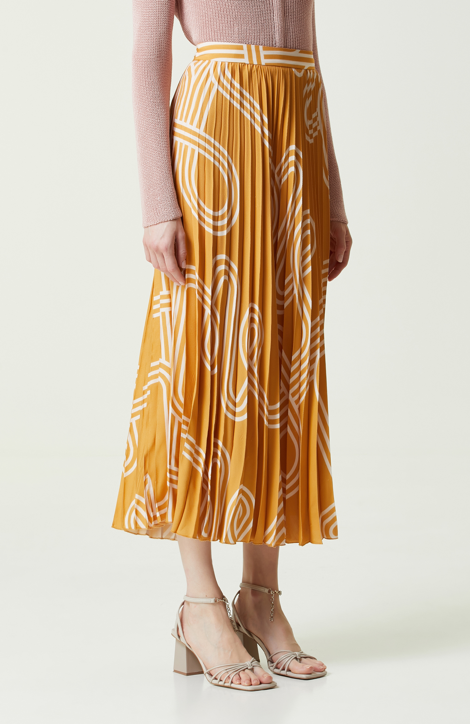 Safran Diz Boyu Dokuma Etek