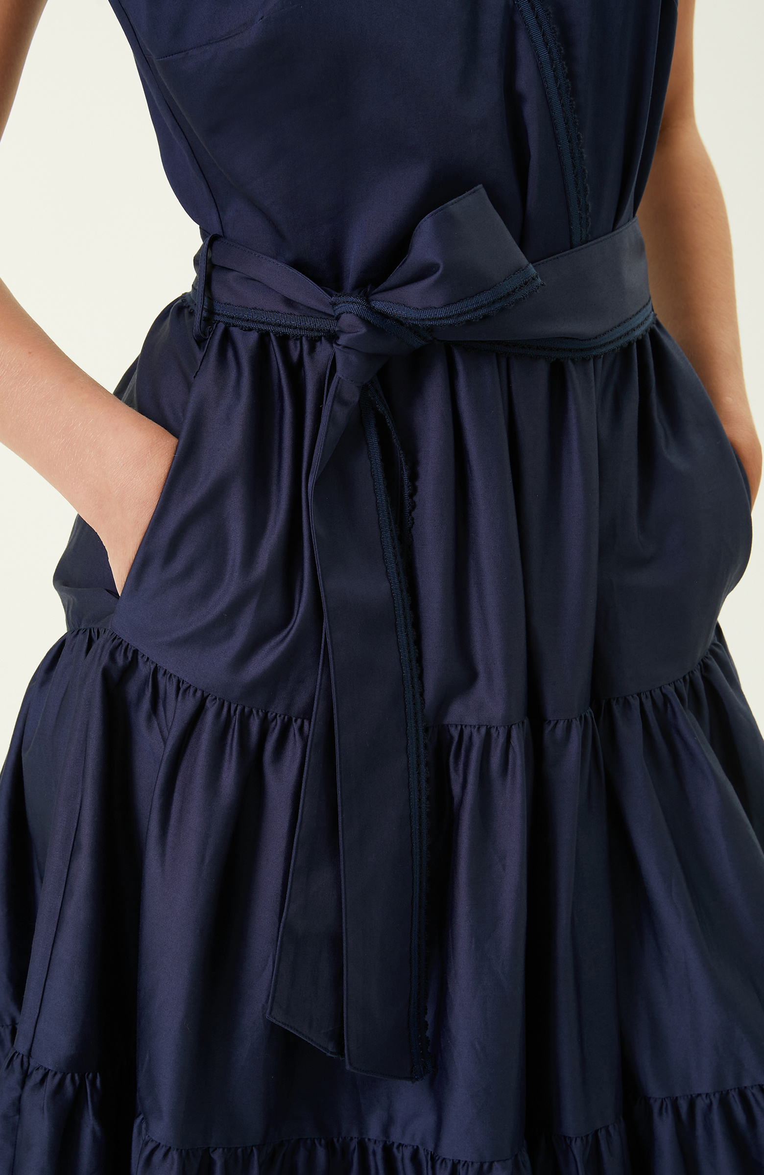 Lacivert Pamuklu Uzun Elbise