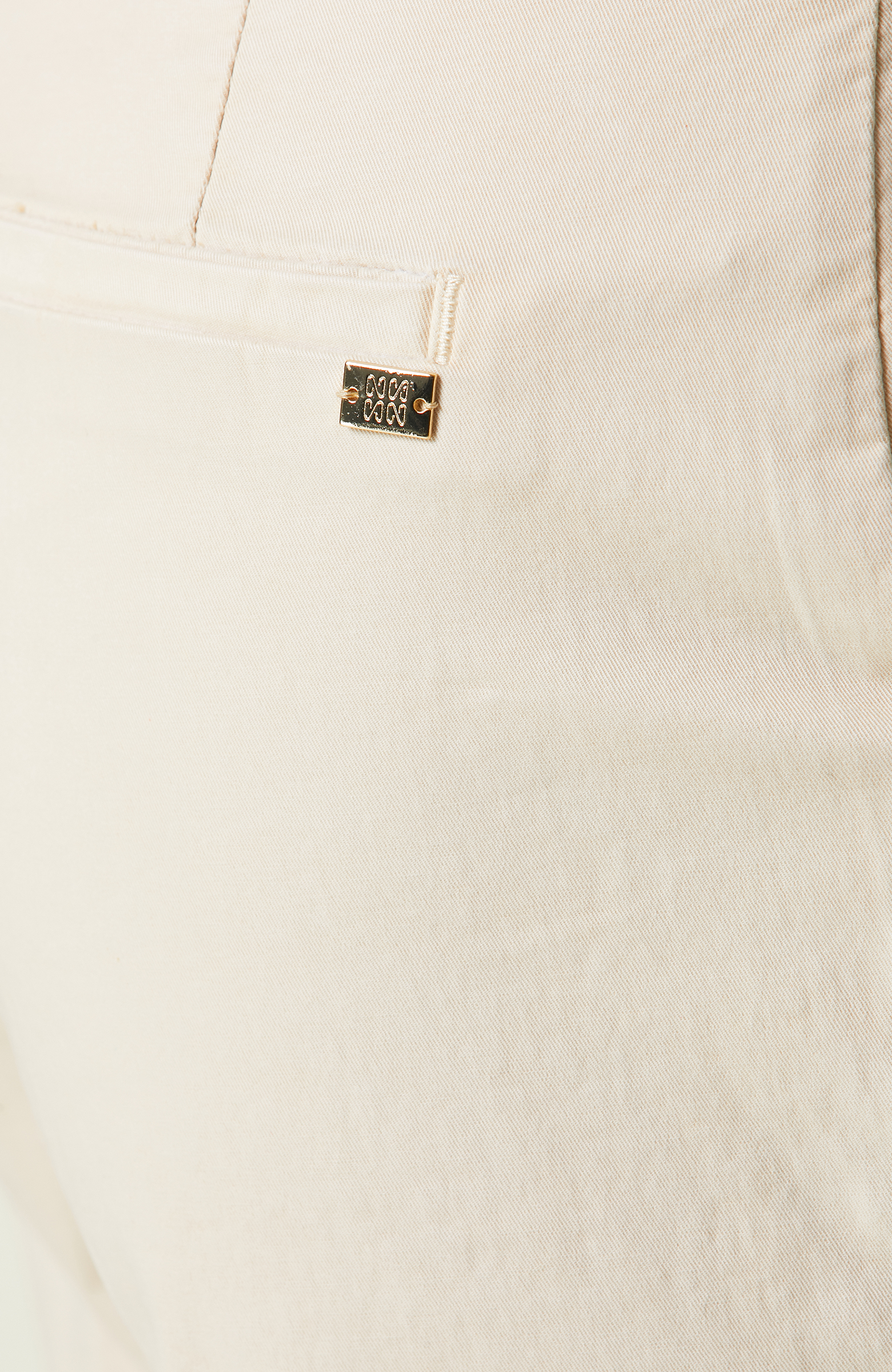 Bej Yüksek Bel Geniş Paça Denim Pantolon