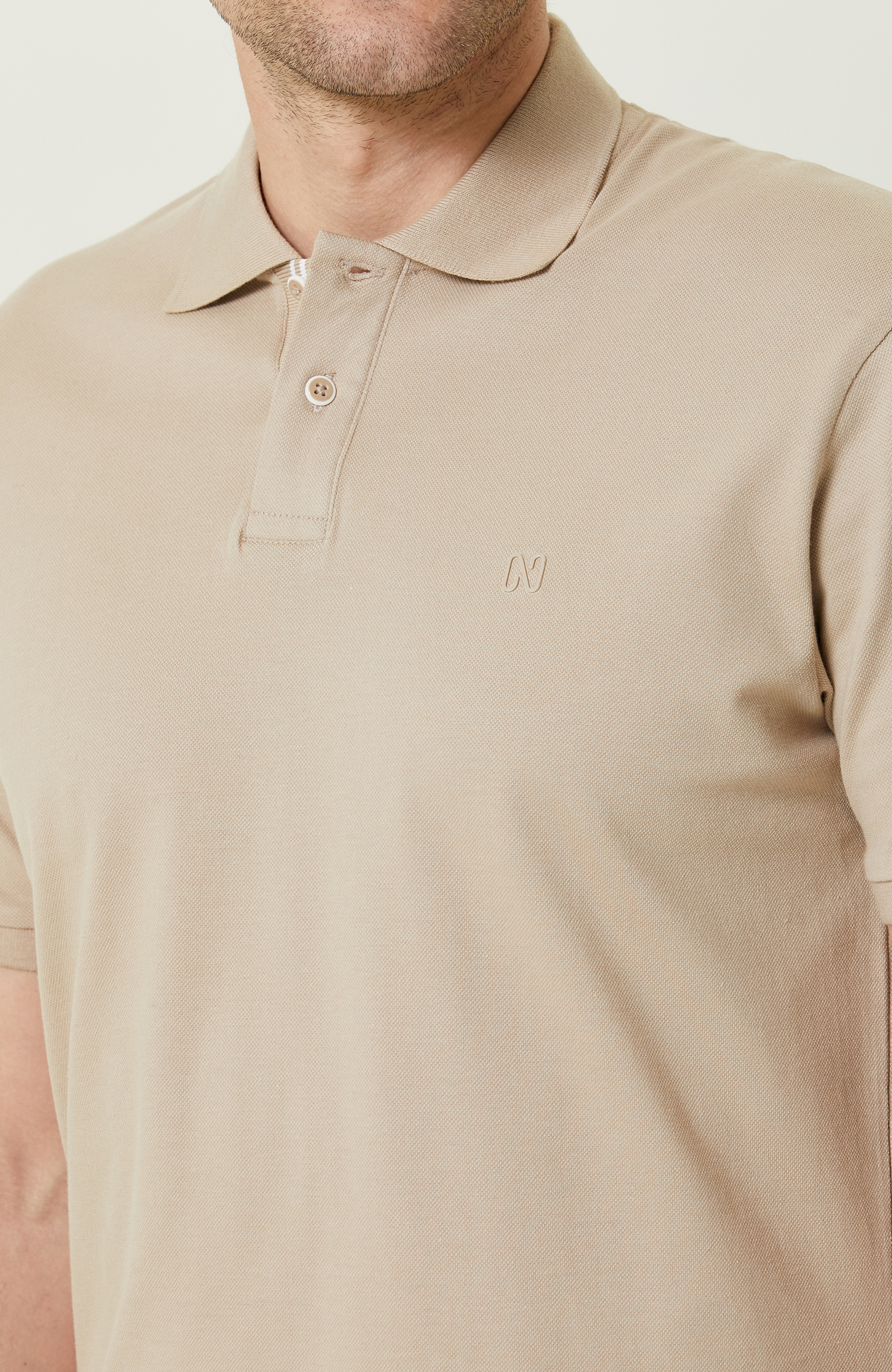 Bej Kısa Kollu Polo Yaka T-Shirt