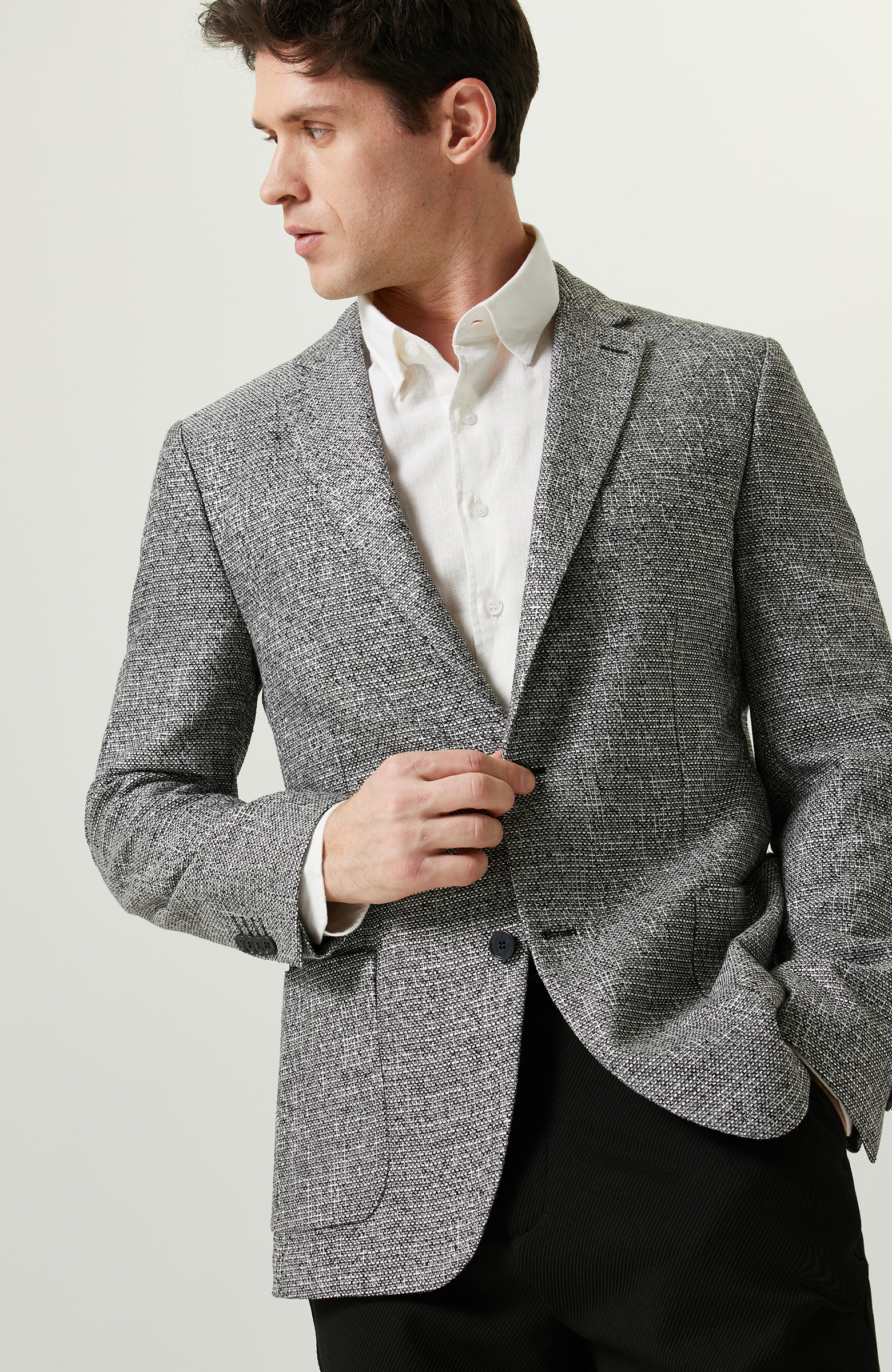 Mono Yaka Siyah Beyaz Ceket