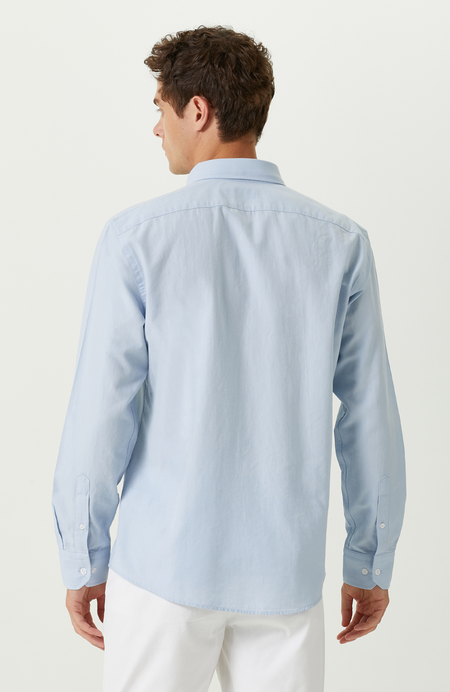 Açık Mavi Pamuklu Uzun Kollu Gömlek