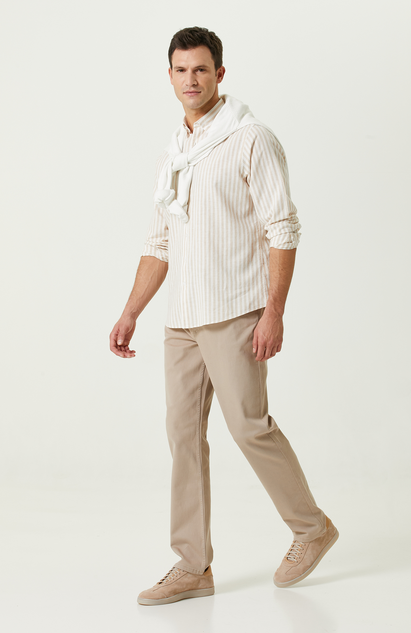 Bej Düğmeli Uzun Kollu Gömlek