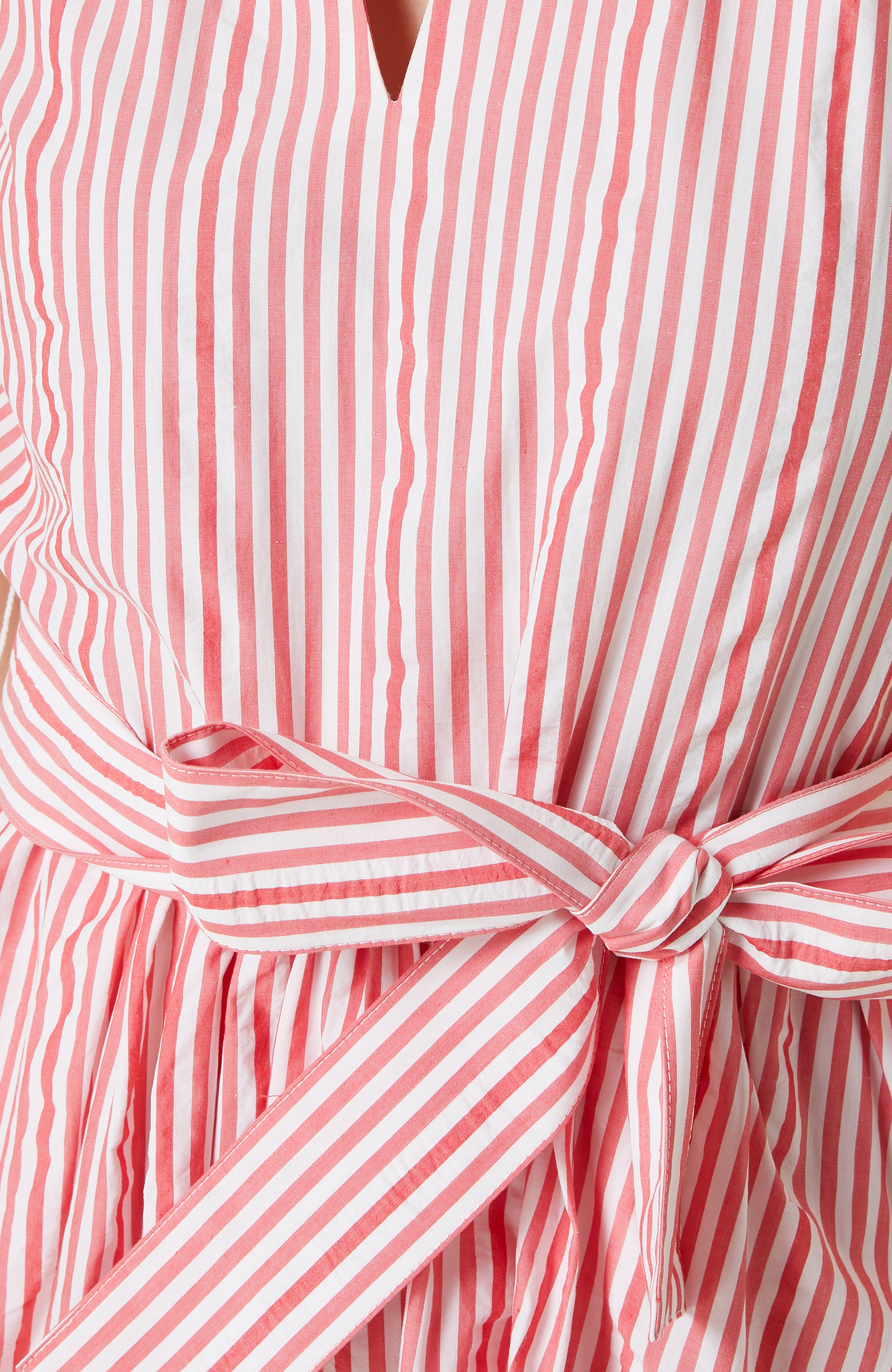 Kırmızı Beyaz Çizgili Gömlek Yaka Elbise