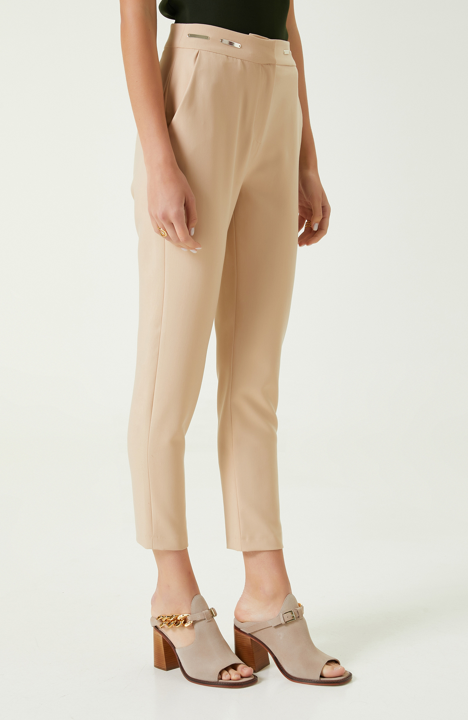 Bej Dar Paça Smart Casual Pantolon