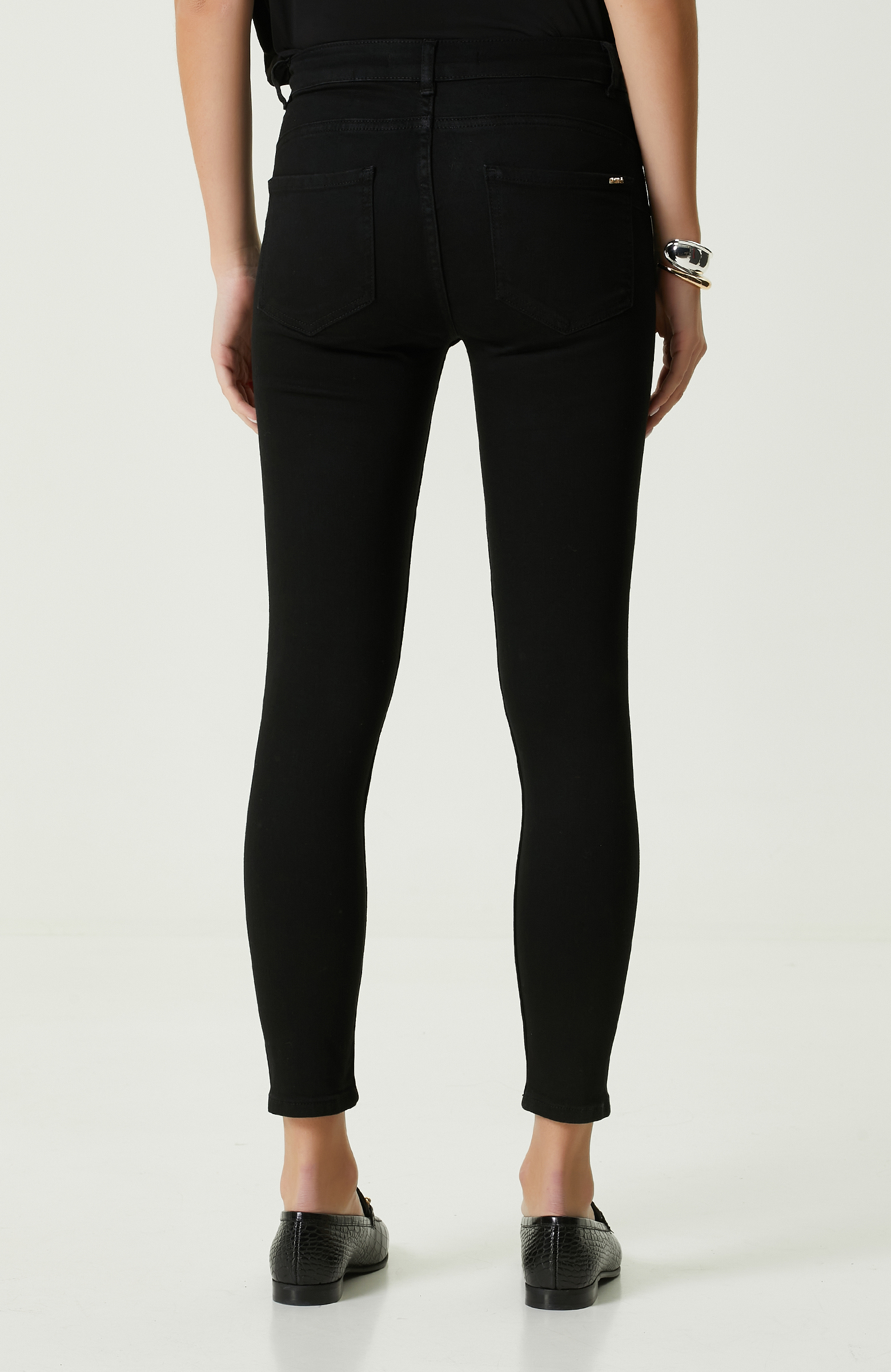 Siyah Dar Paça Denim Pantolon