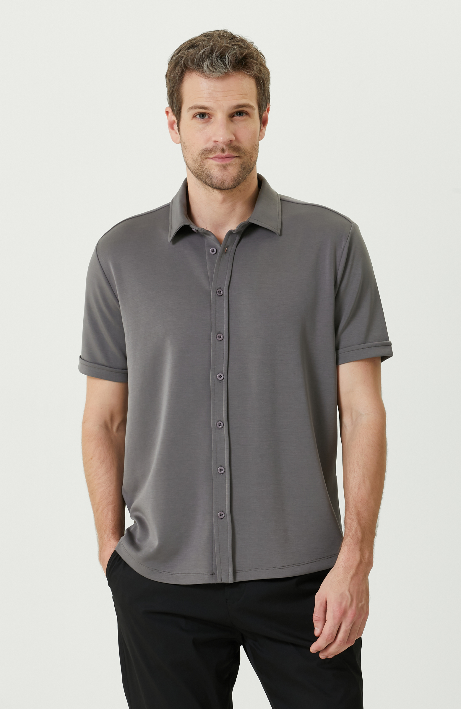 Antrasit Örme Gömlek