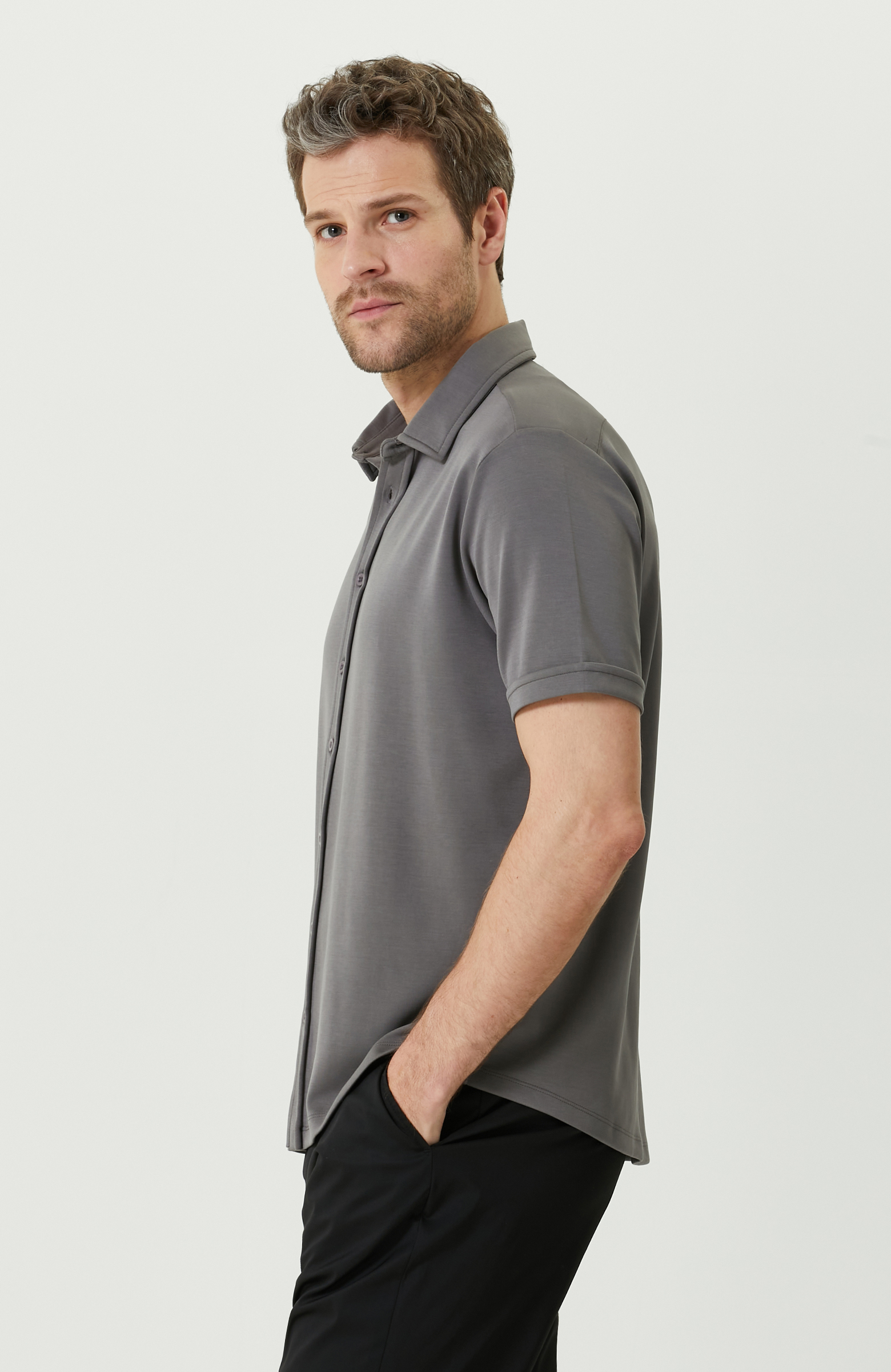 Antrasit Örme Gömlek