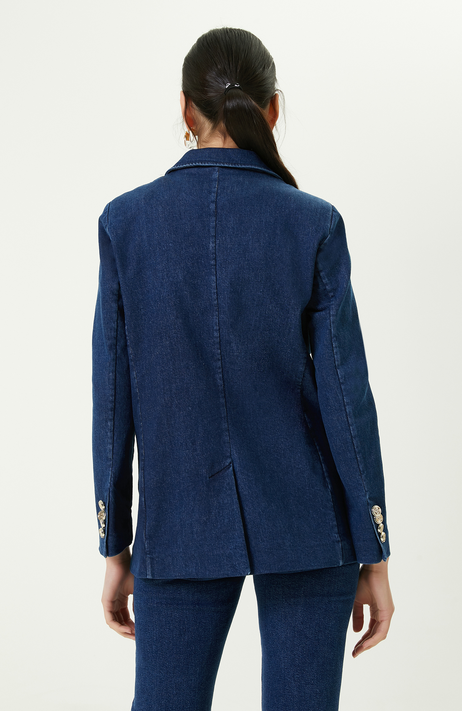 Açık Indigo Mavi Denim Ceket