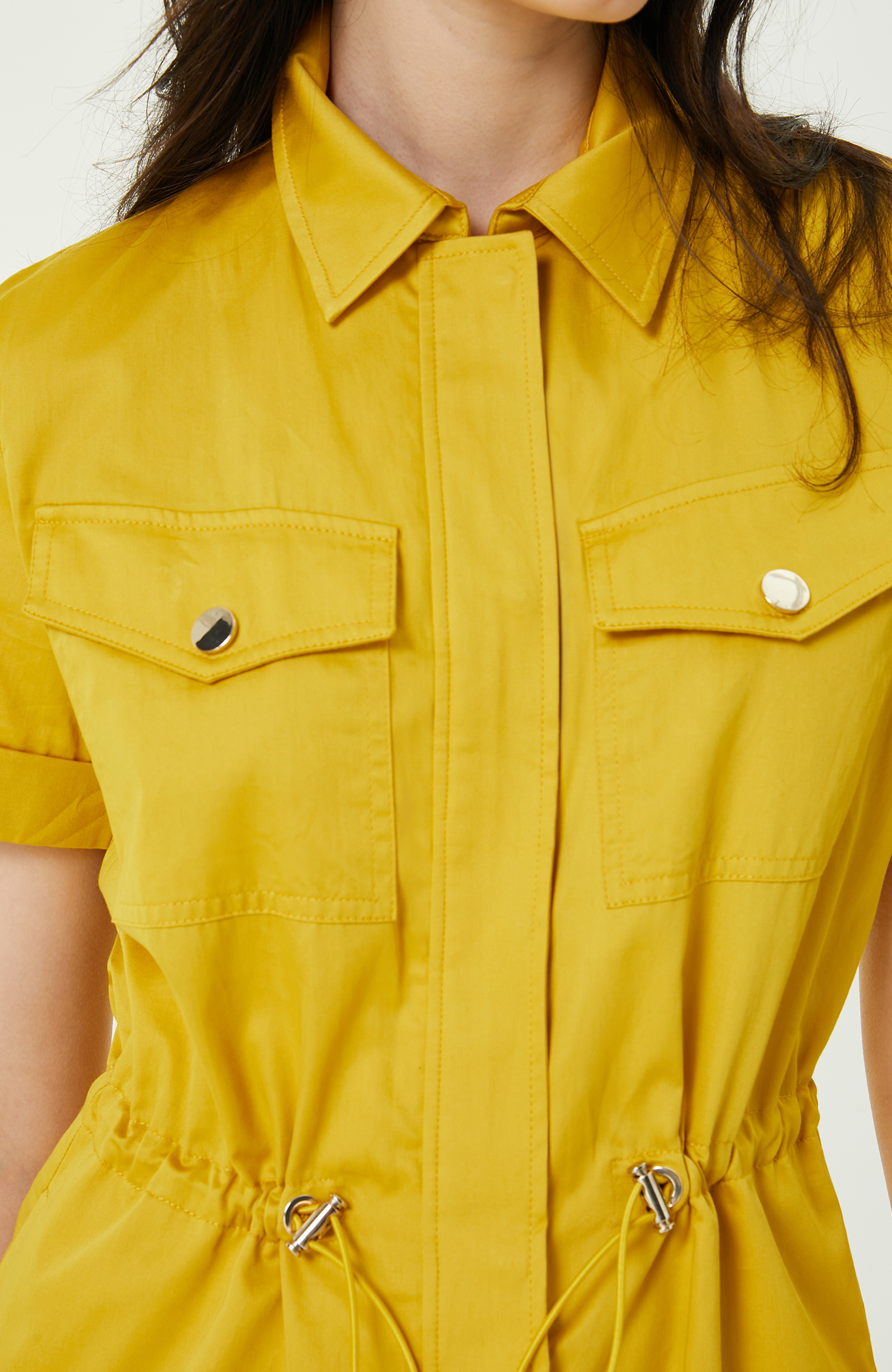 Safran Rengi Kısa Kollu Mini Tulum