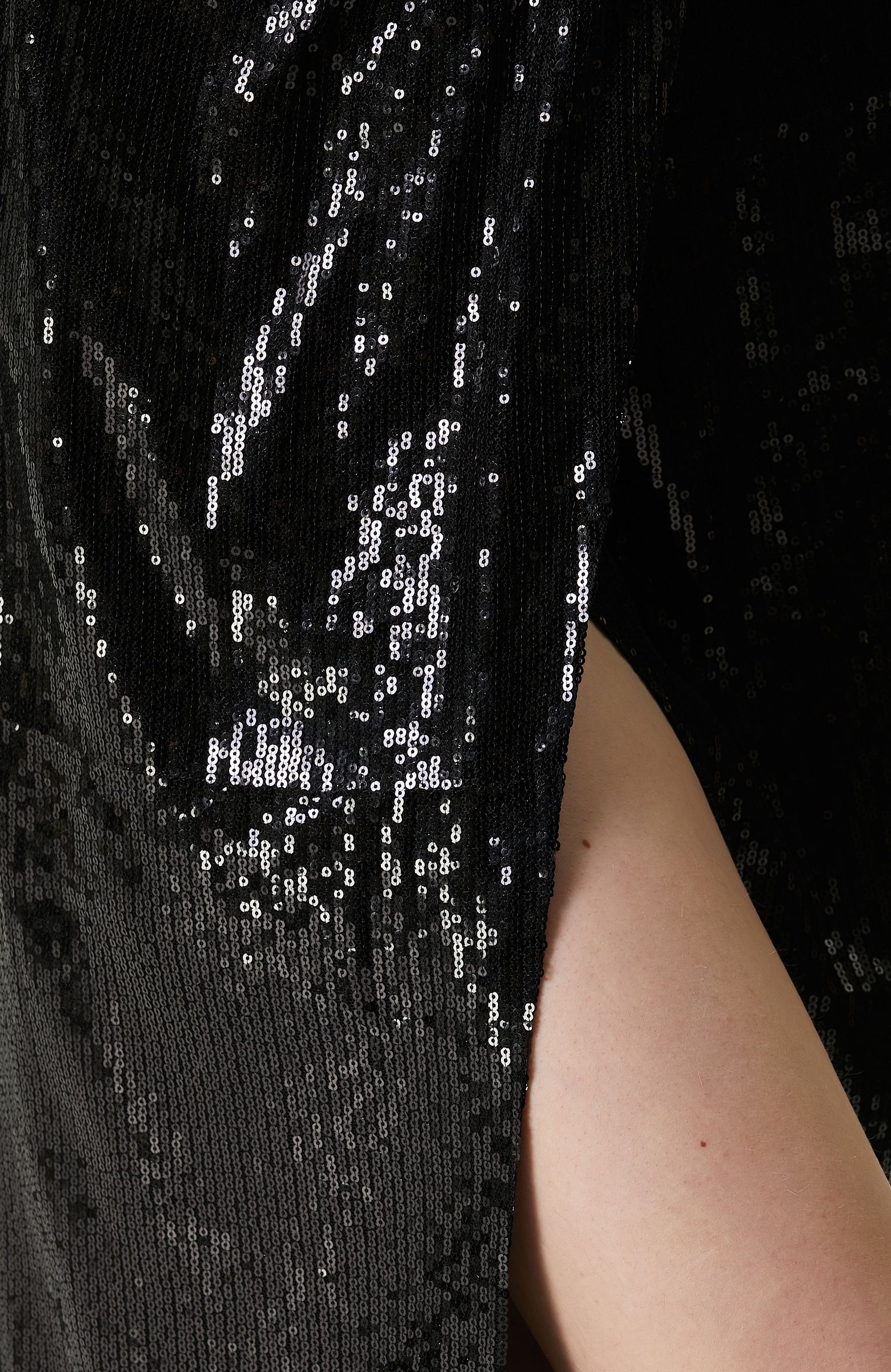 Siyah Payetli Uzun Abiye Elbise