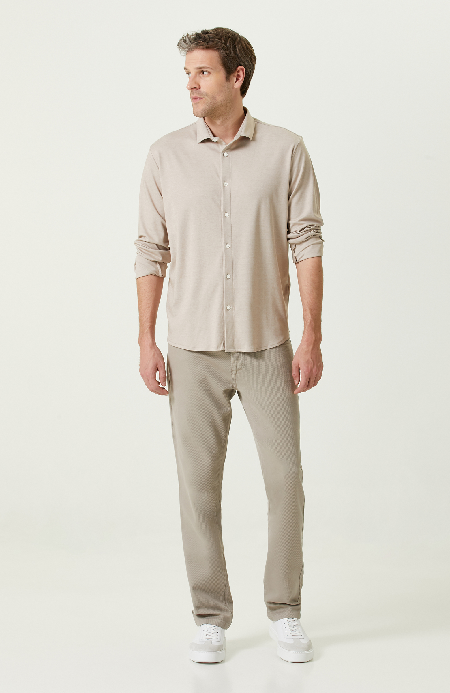 Bej Klasik Yaka Uzun Kollu Gömlek