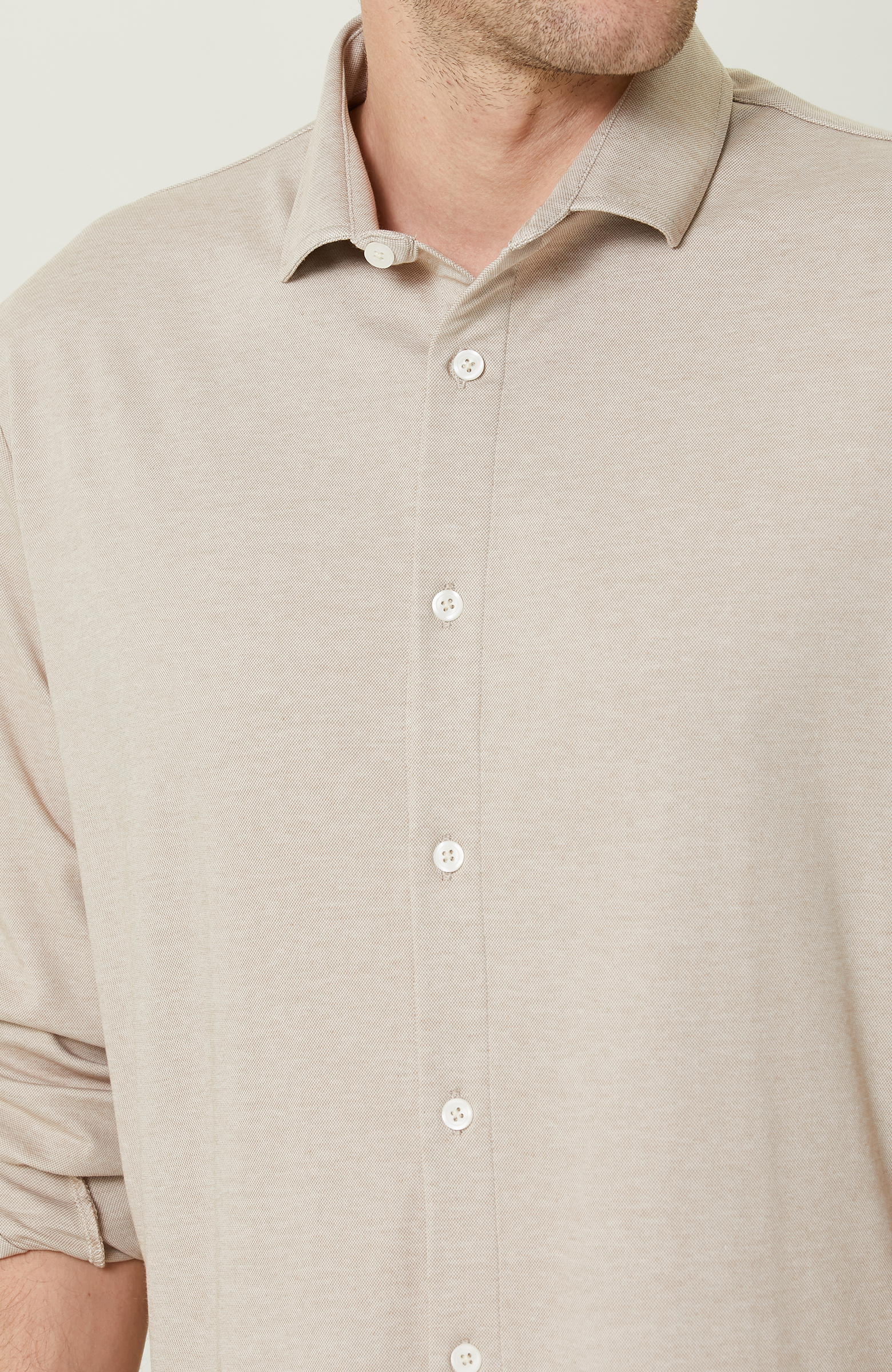 Bej Klasik Yaka Uzun Kollu Gömlek