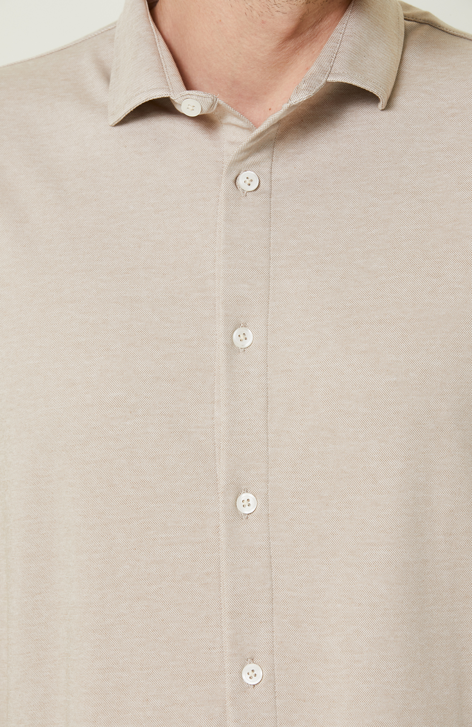 Bej Klasik Yaka Uzun Kollu Gömlek