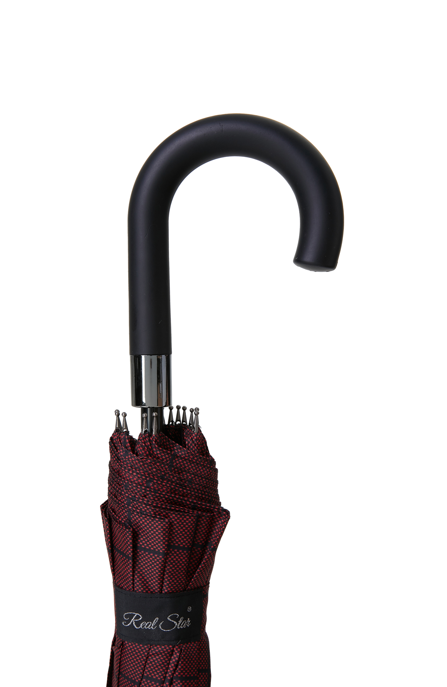 Bordo Ekose Desenli Şemsiye