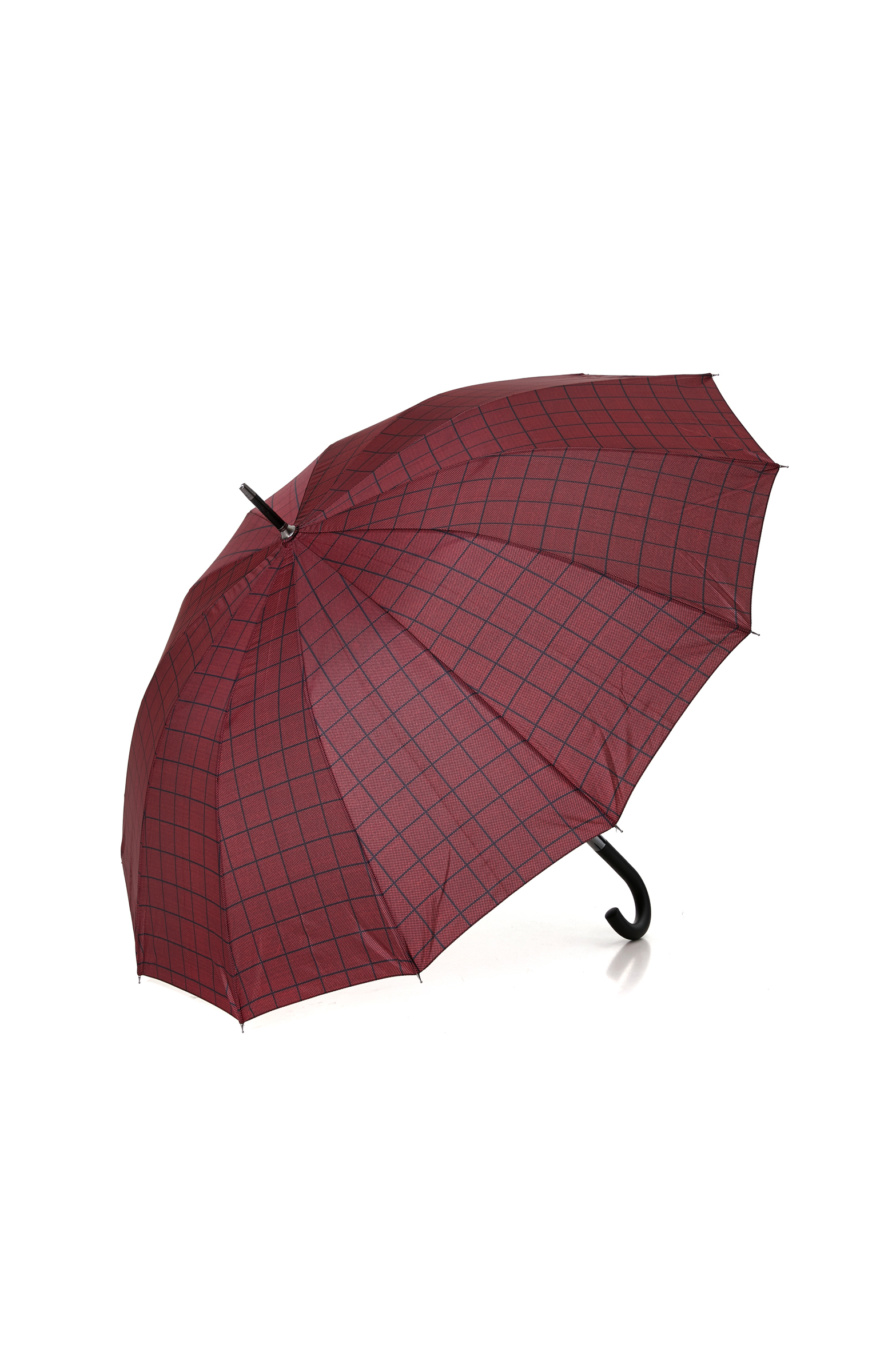 Bordo Ekose Desenli Şemsiye