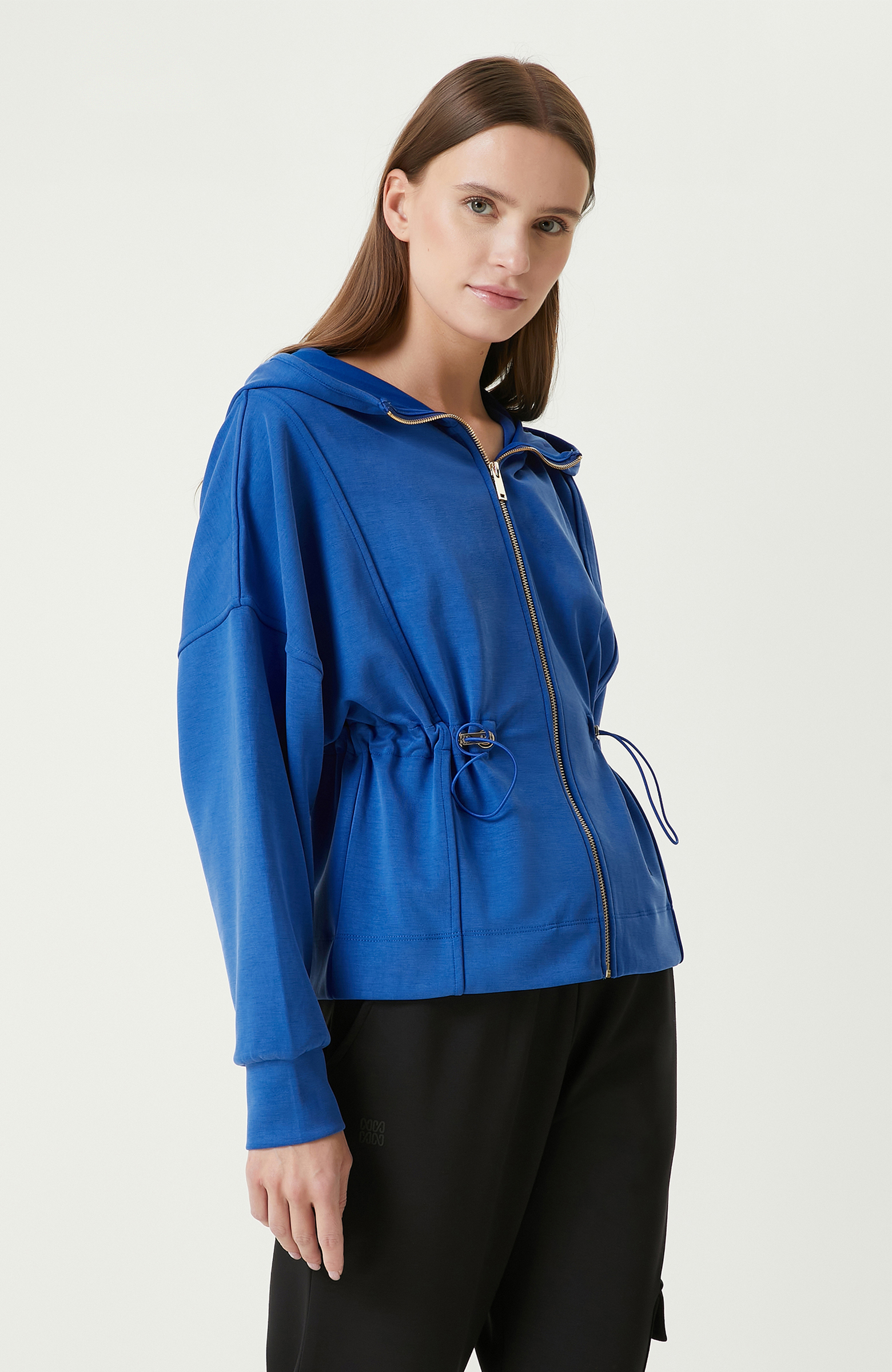 Saks Kapüşonlu Ceket