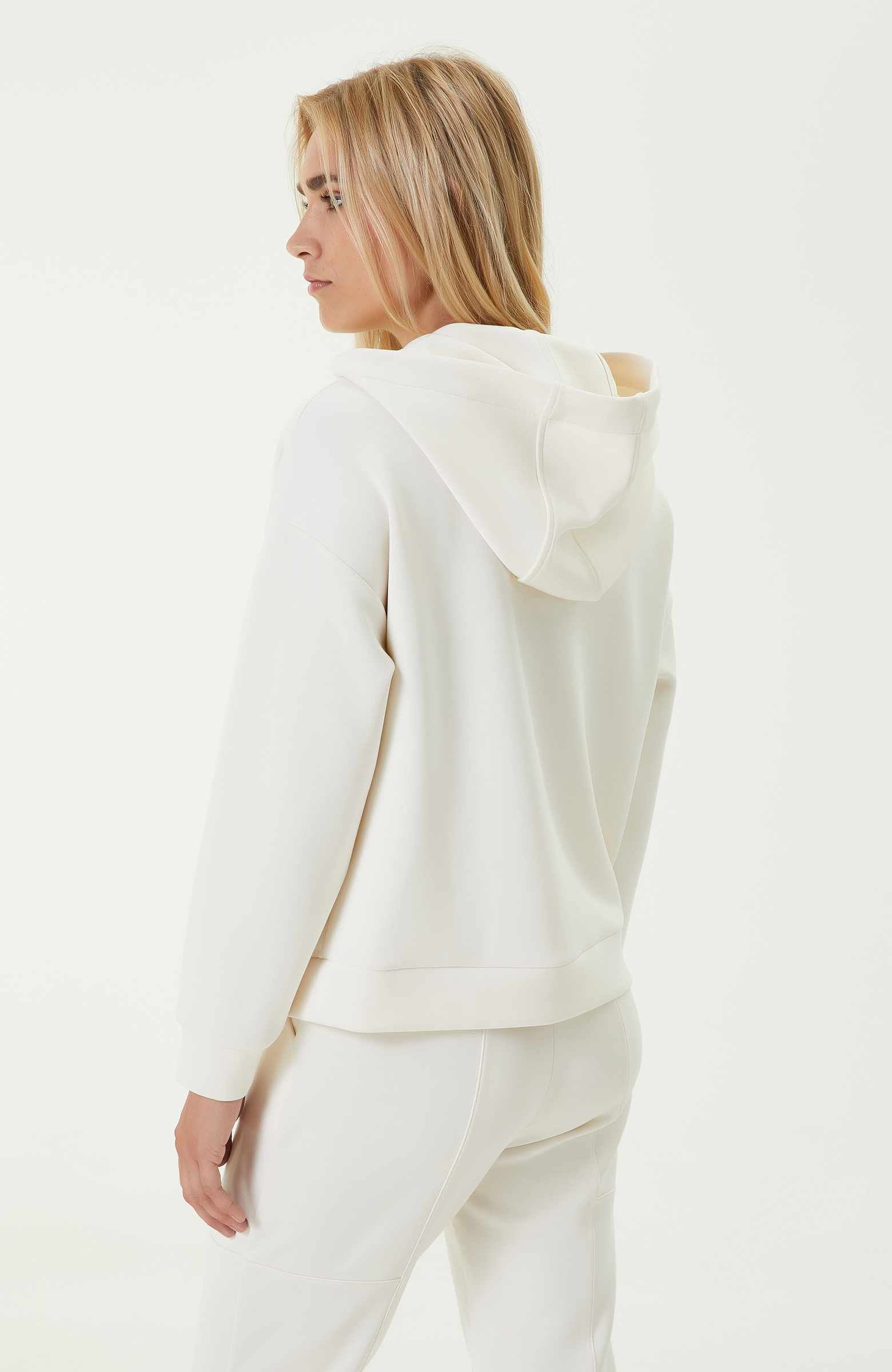 Fermuar Detaylı Ekru Sweatshirt