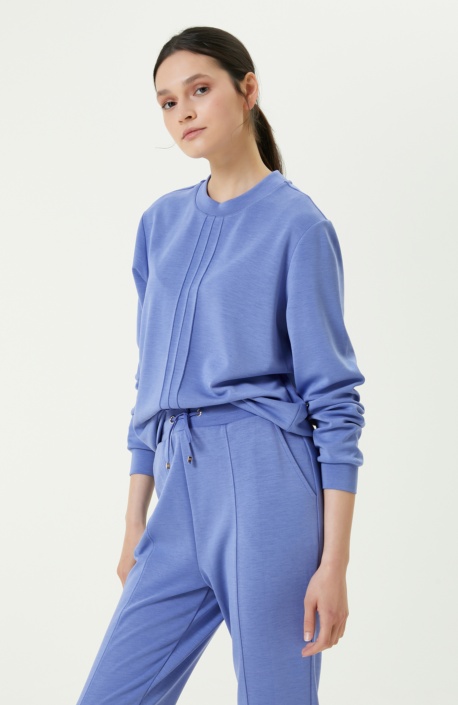 Mavi Bisiklet Yaka Sweatshirt