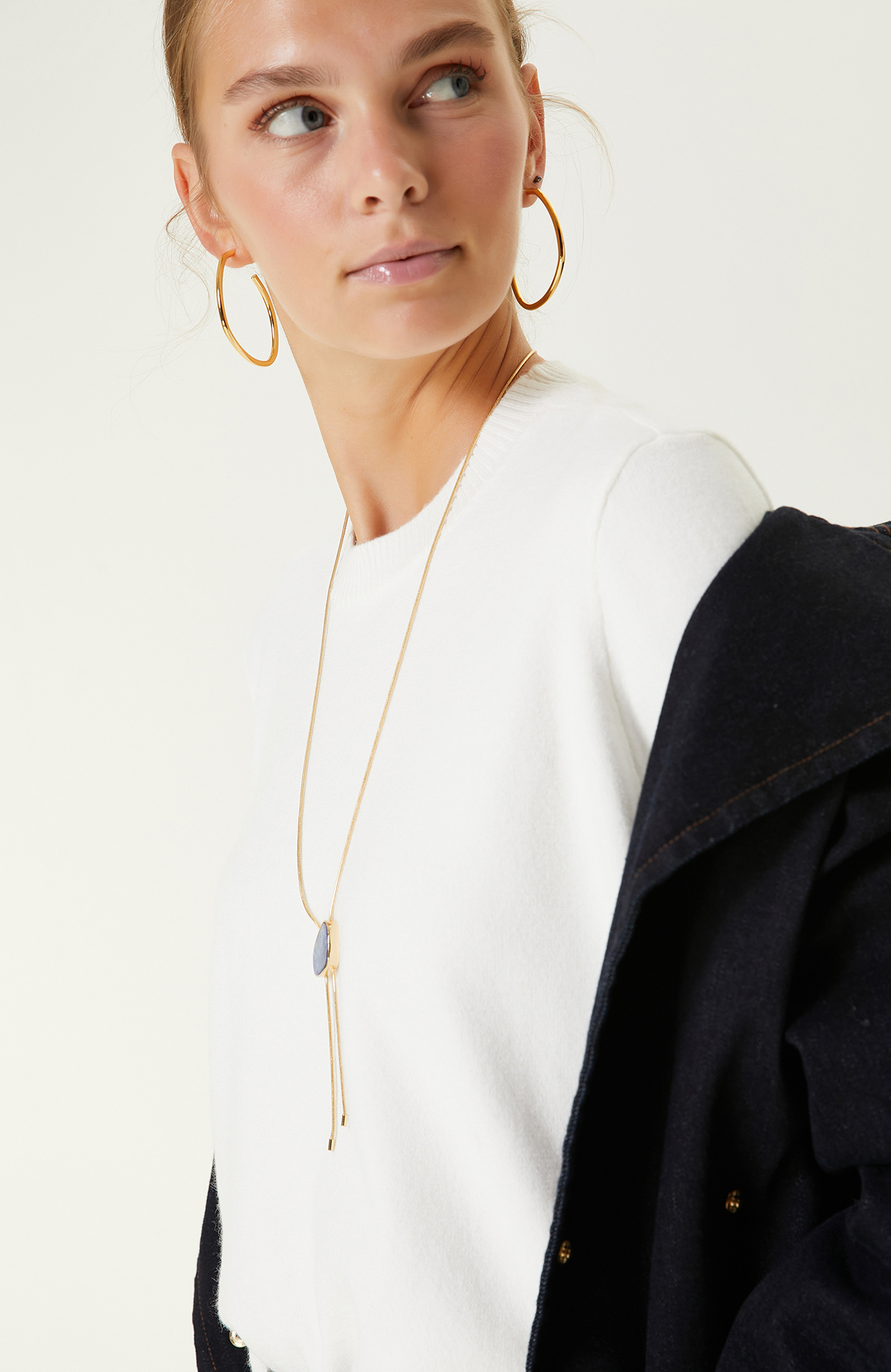 Ekru Bisiklet Yaka Uzun Kollu Triko