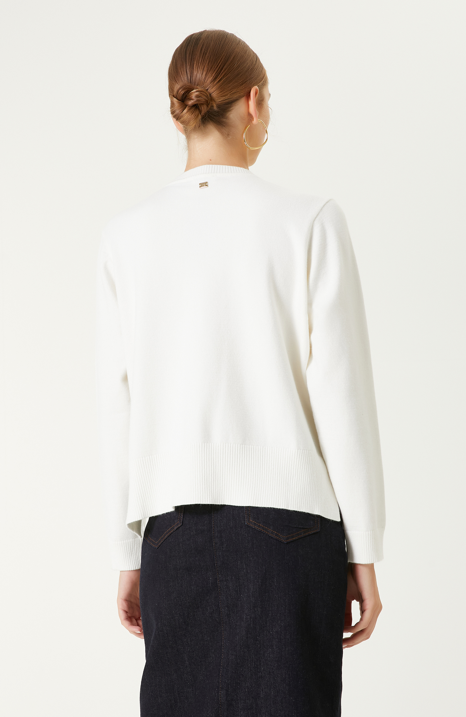 Ekru Bisiklet Yaka Uzun Kollu Triko