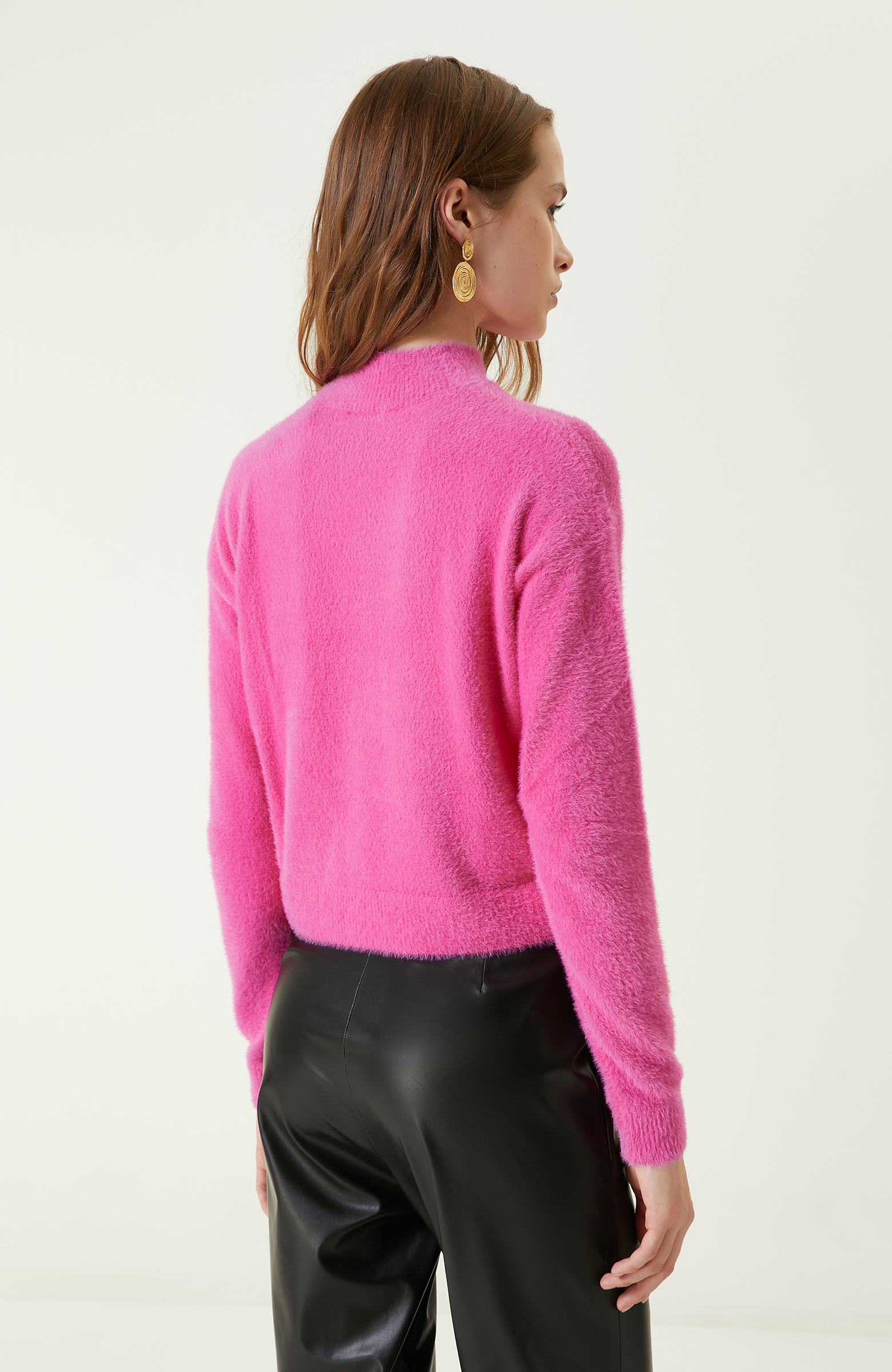 Pembe Dik Yaka Triko Kazak