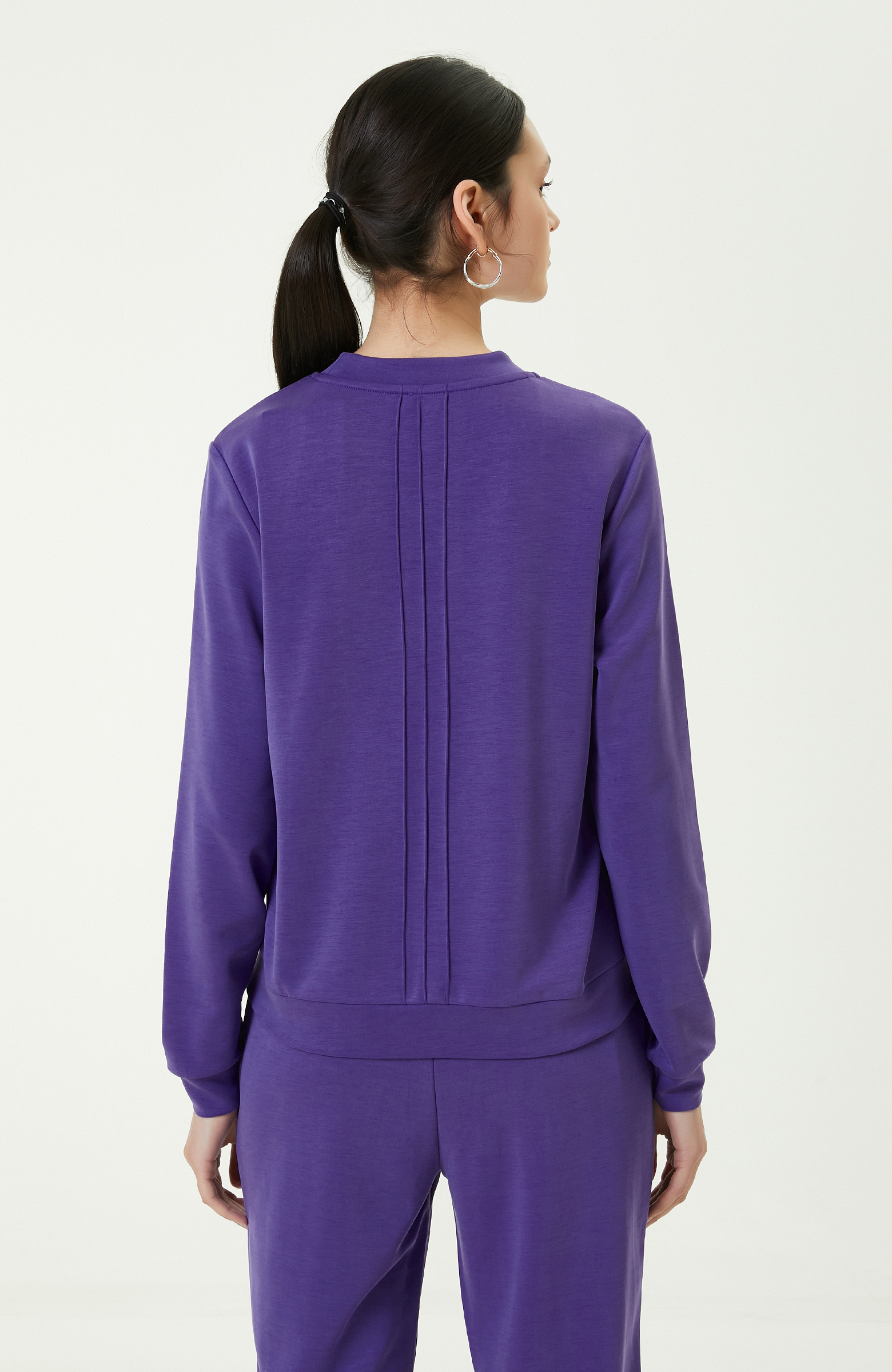 Neon Mor Bisiklet Yaka Sweatshirt