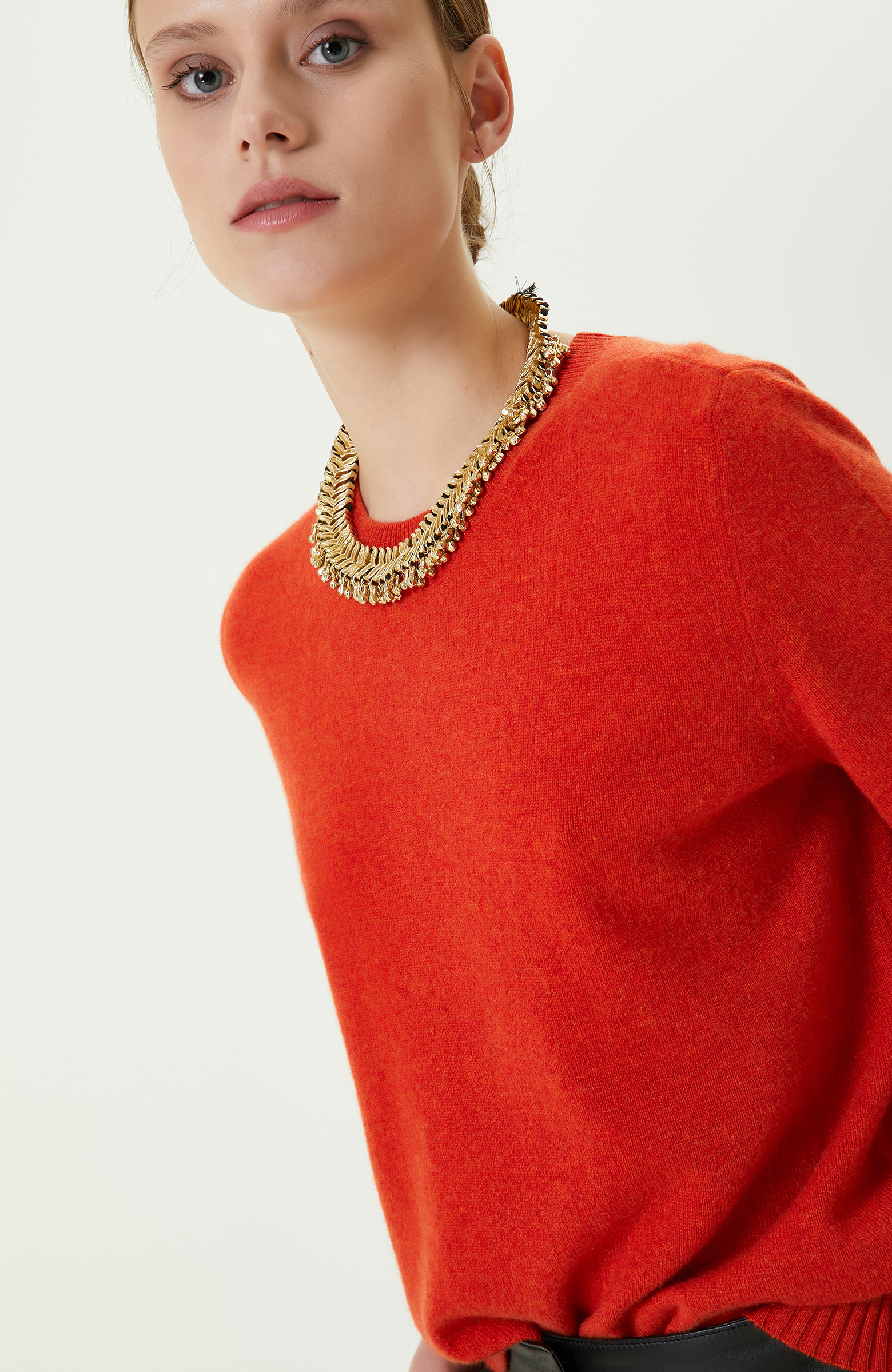 Limited Yanık Turuncu Kaşmir Triko Kazak