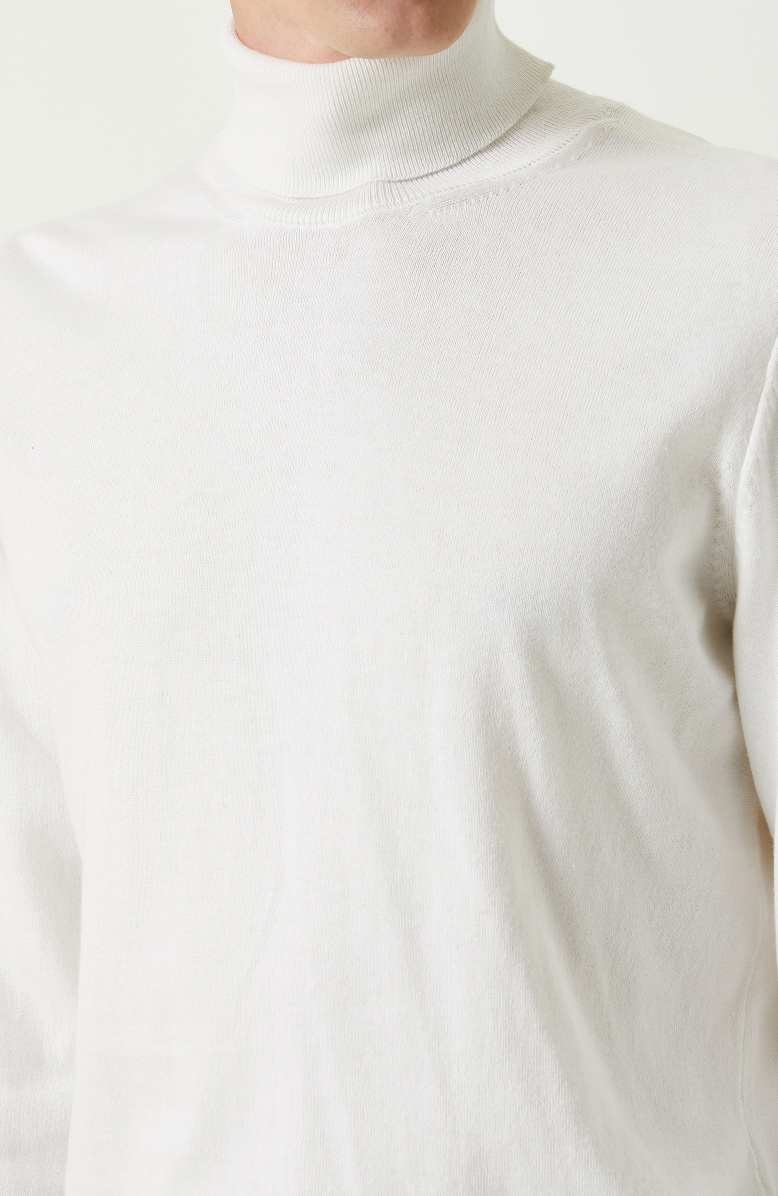 Ekru Balıkçı Yaka Uzun Kollu Kazak