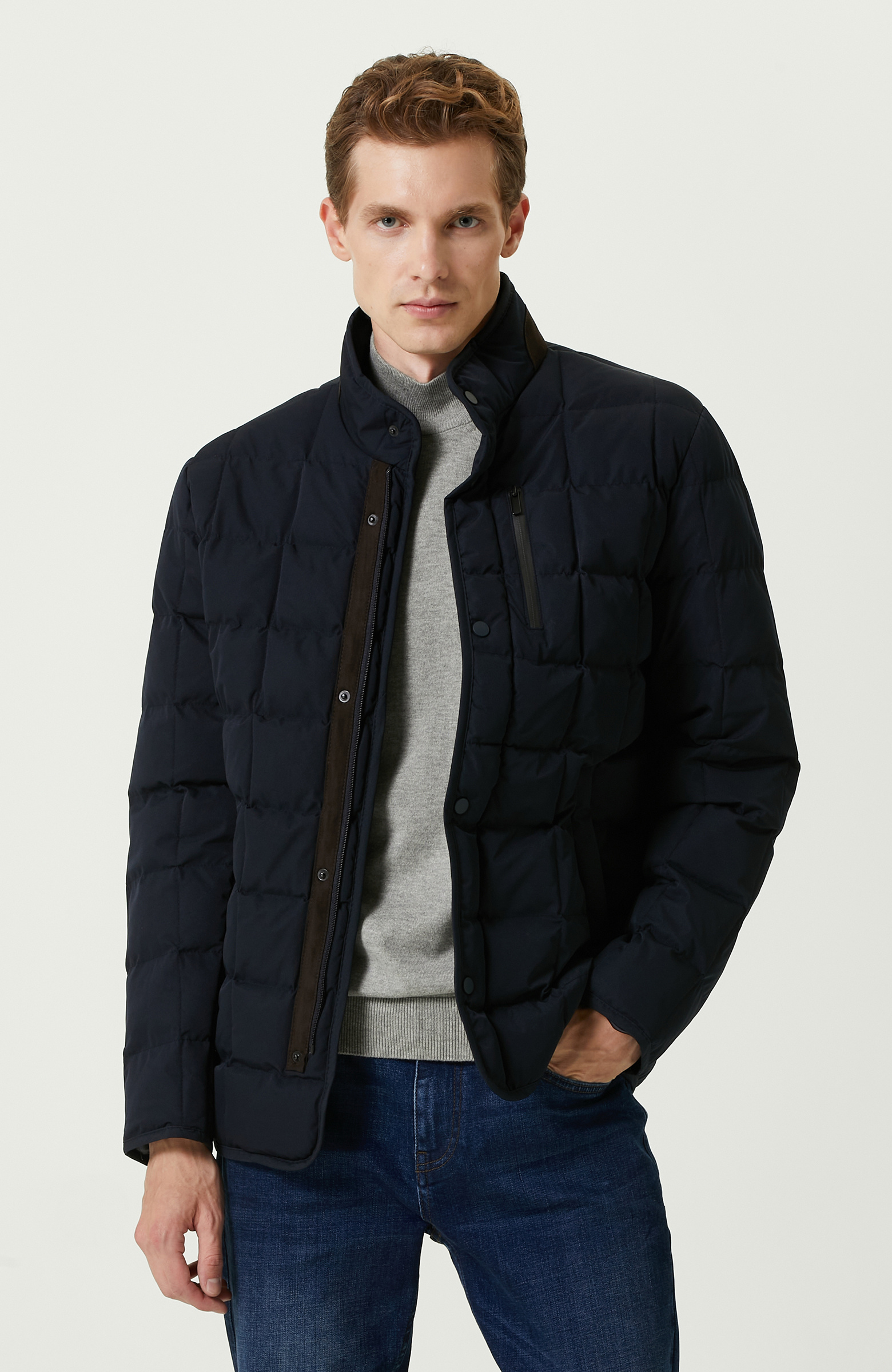 Lacivert Kapitoneli  Ceket