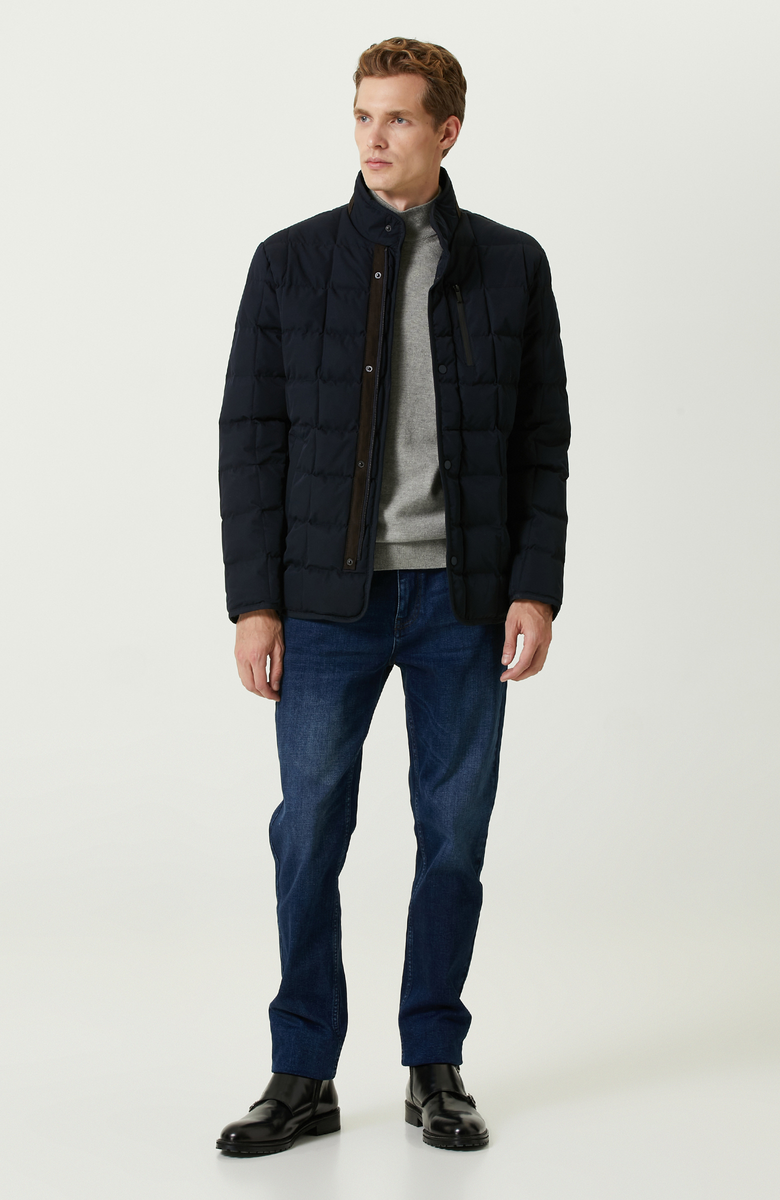 Lacivert Kapitoneli  Ceket