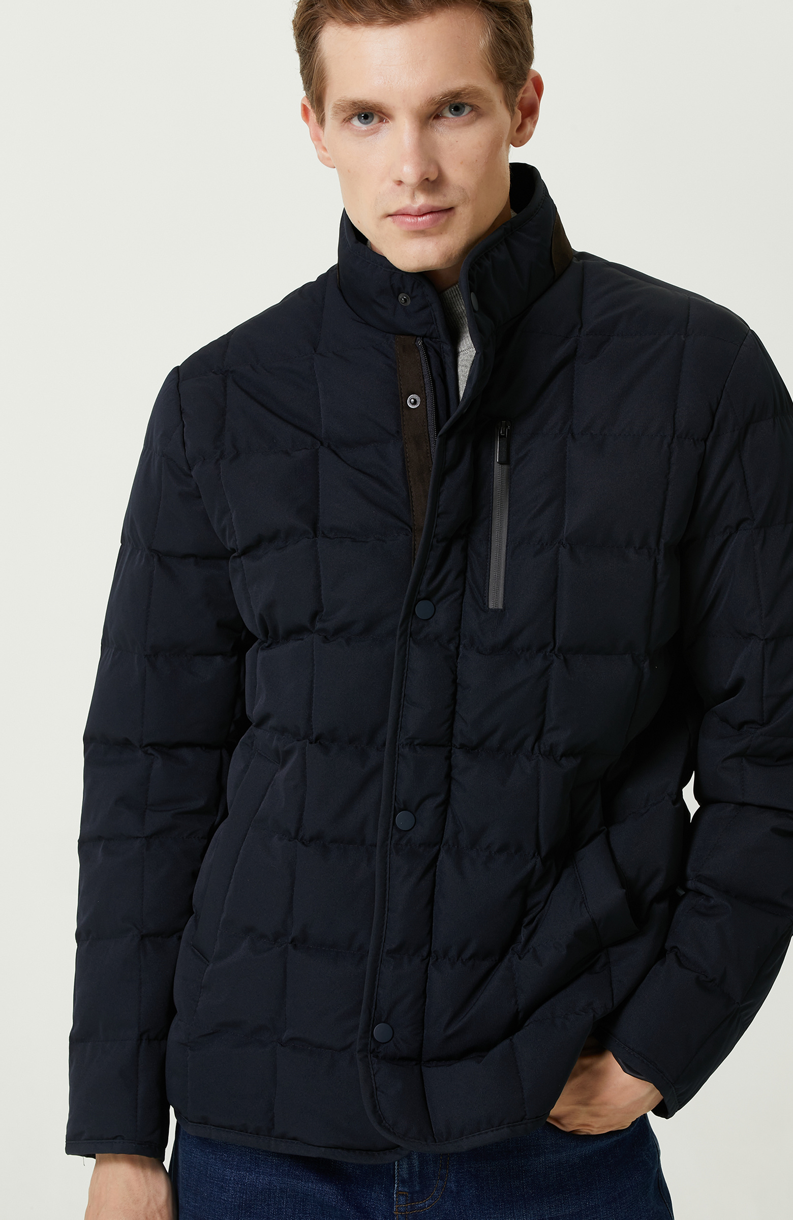 Lacivert Kapitoneli  Ceket