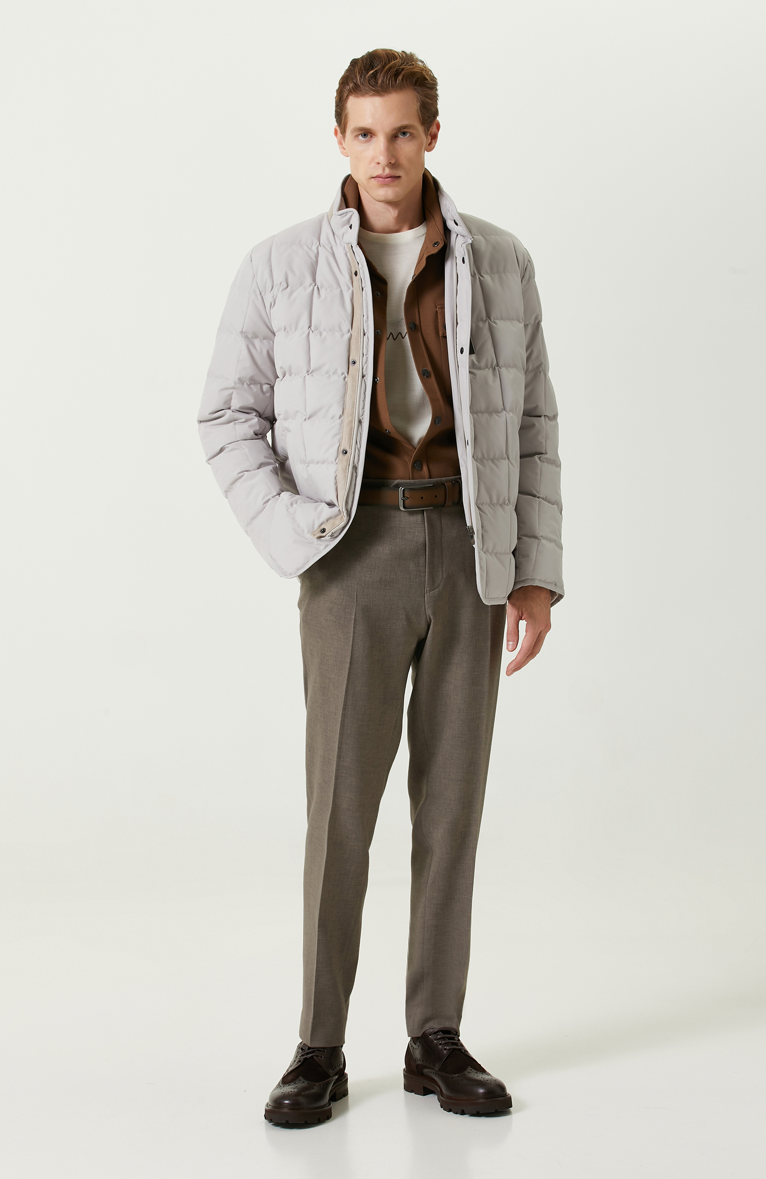 Taş Rengi Kapitoneli  Ceket